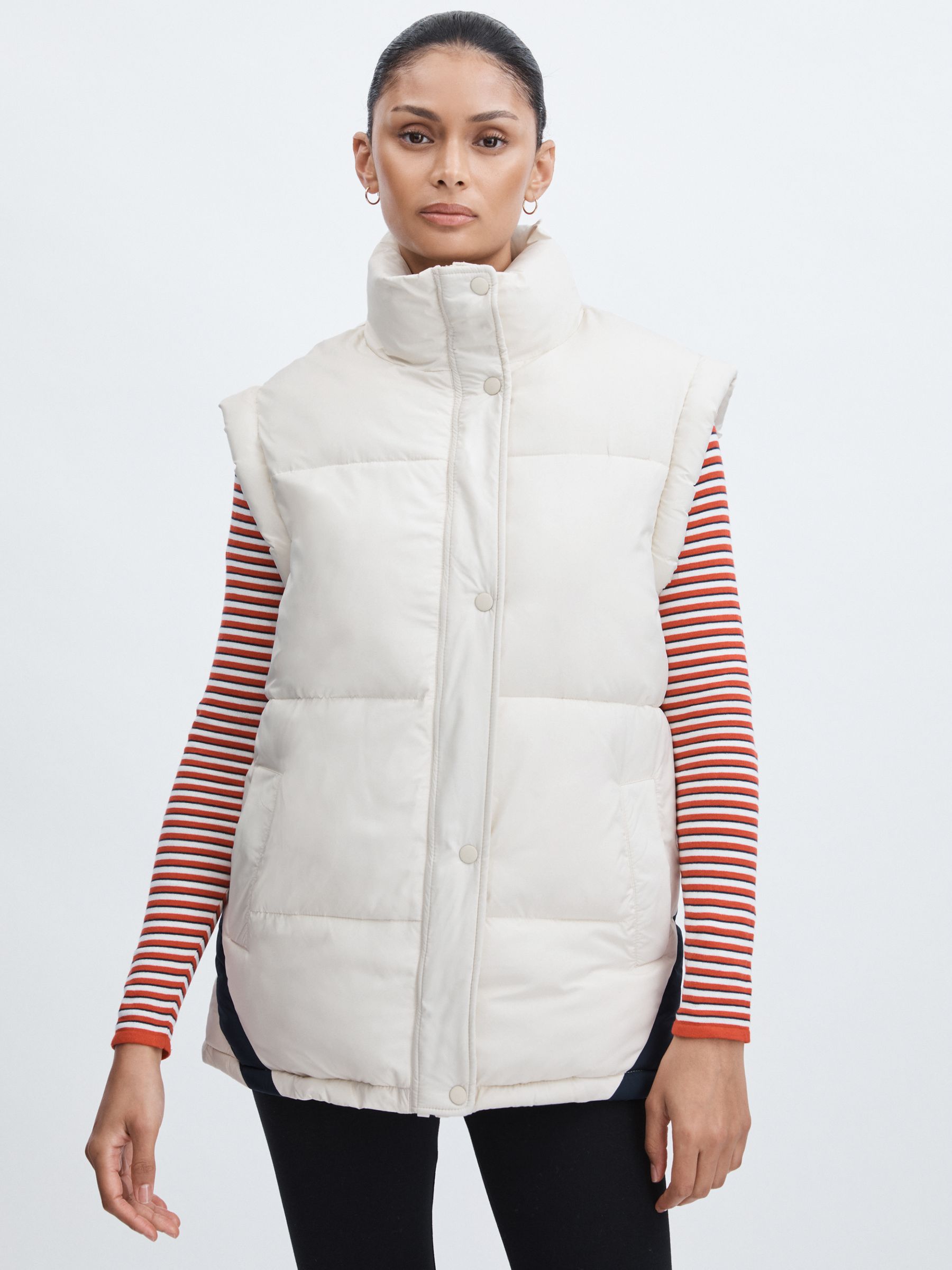 The Upside Contrast-Panel Puffer Gilet in Off White/Multi - image 3