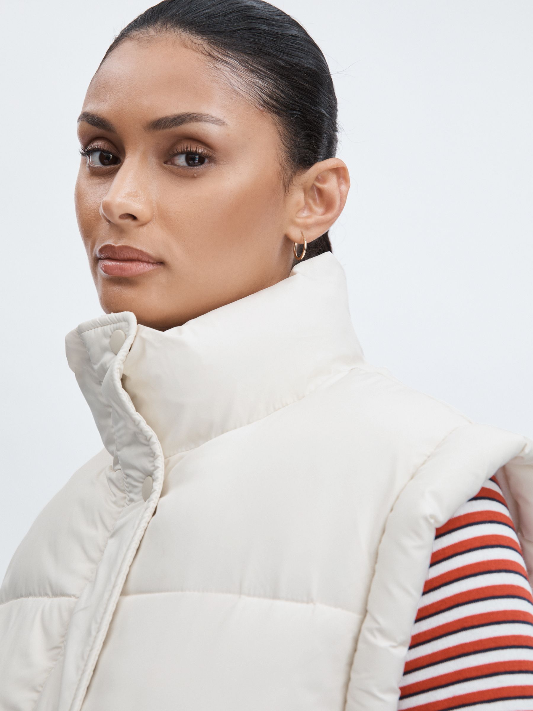 The Upside Contrast-Panel Puffer Gilet in Off White/Multi - image 5