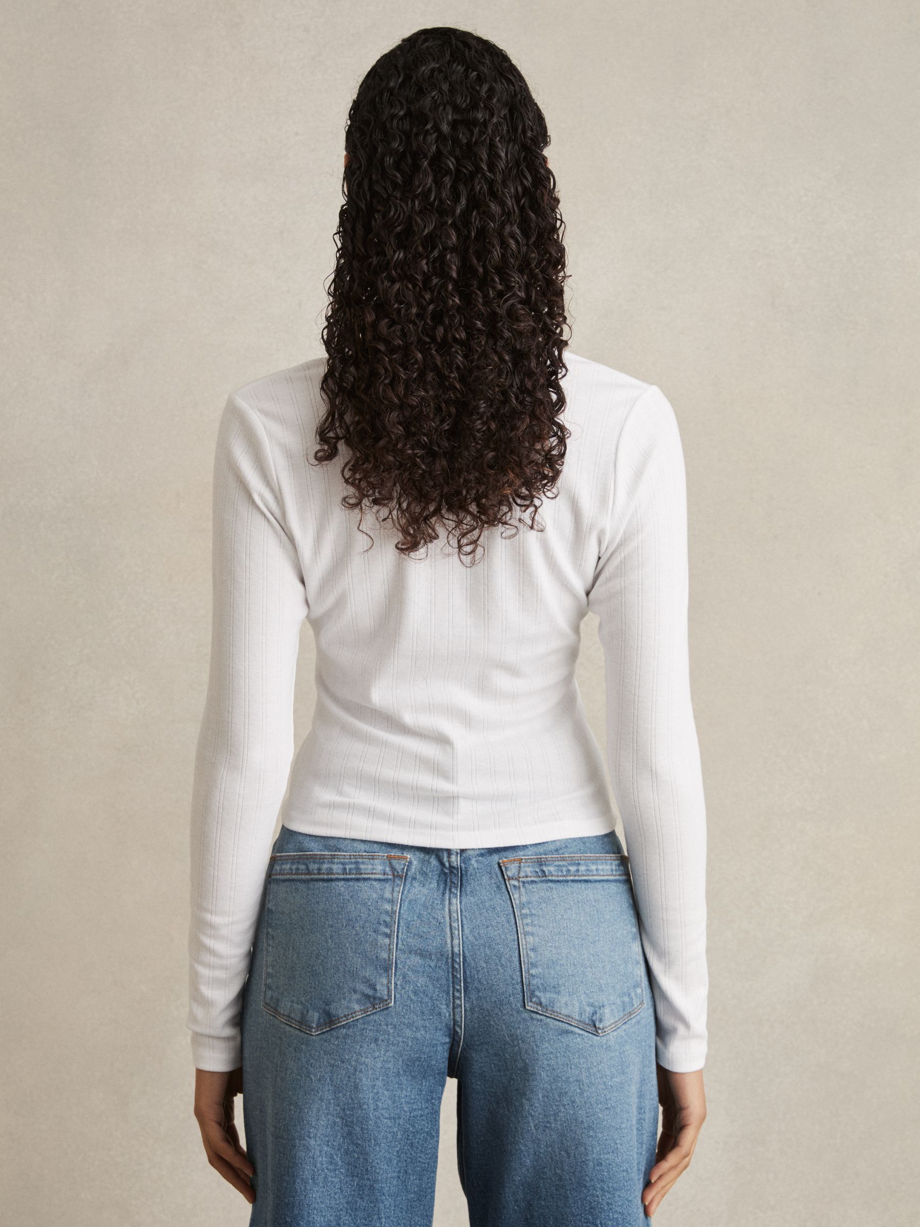 Pointelle Cardigan in White - Image 5 of 6