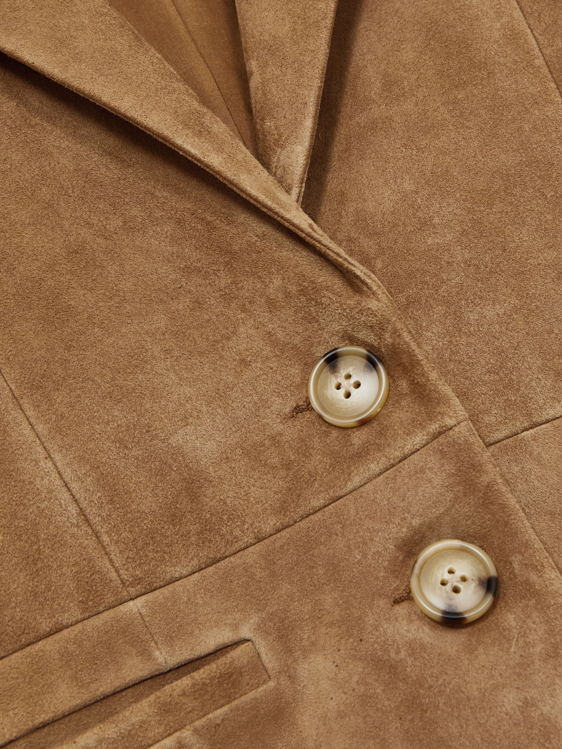 Paige Suede Single-Breasted Blazer in Tan - Image 6 of 6
