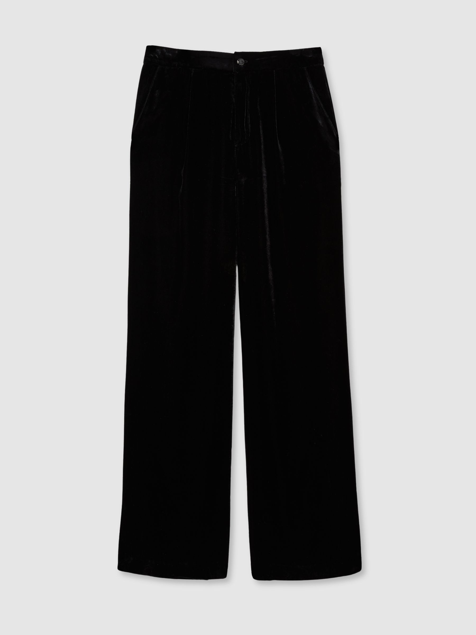 Paige Velvet Wide-Leg Trousers in Black - Image 2 of 7