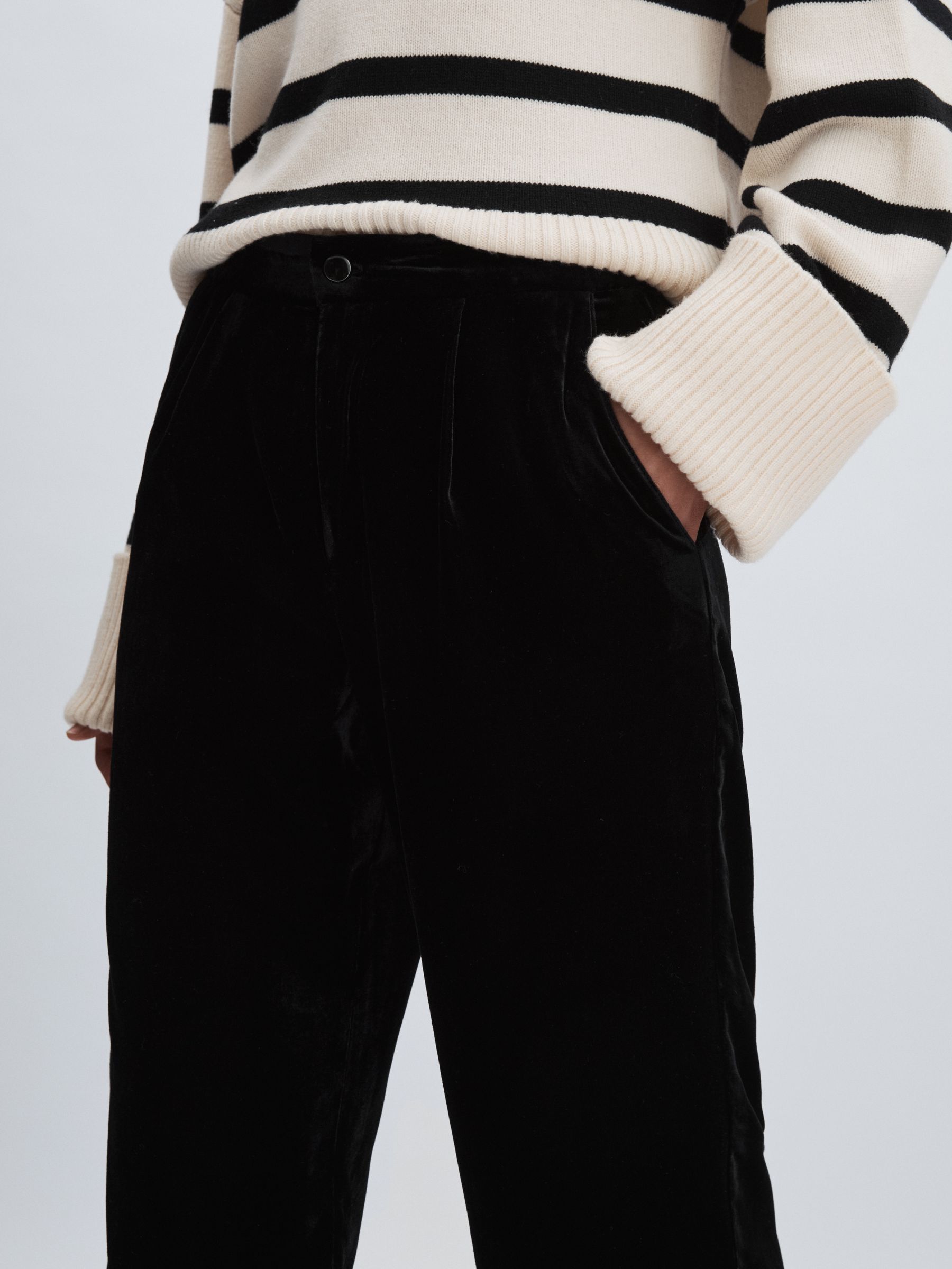 Paige Velvet Wide-Leg Trousers in Black - Image 4 of 7