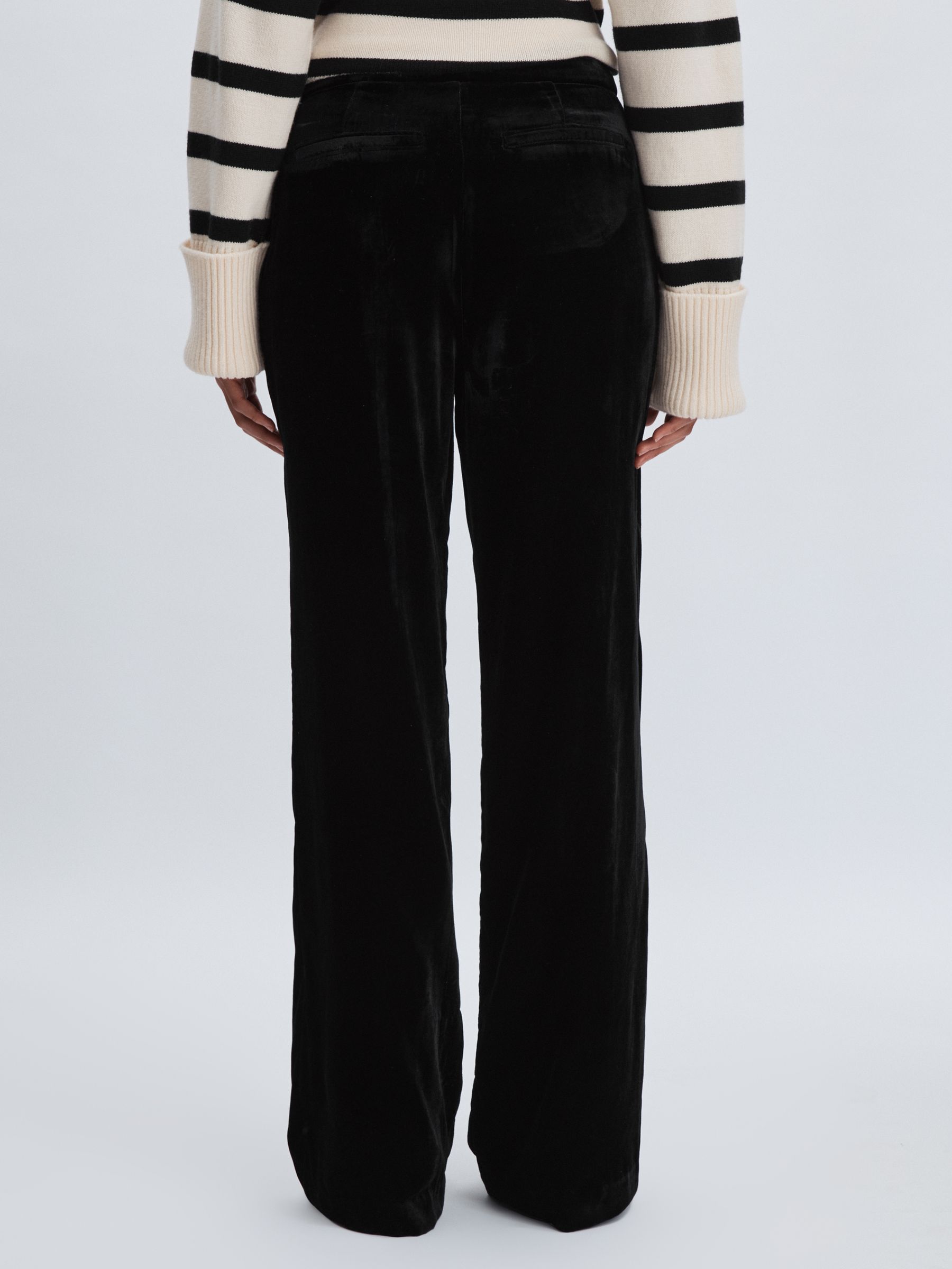 Paige Velvet Wide-Leg Trousers in Black - Image 5 of 7