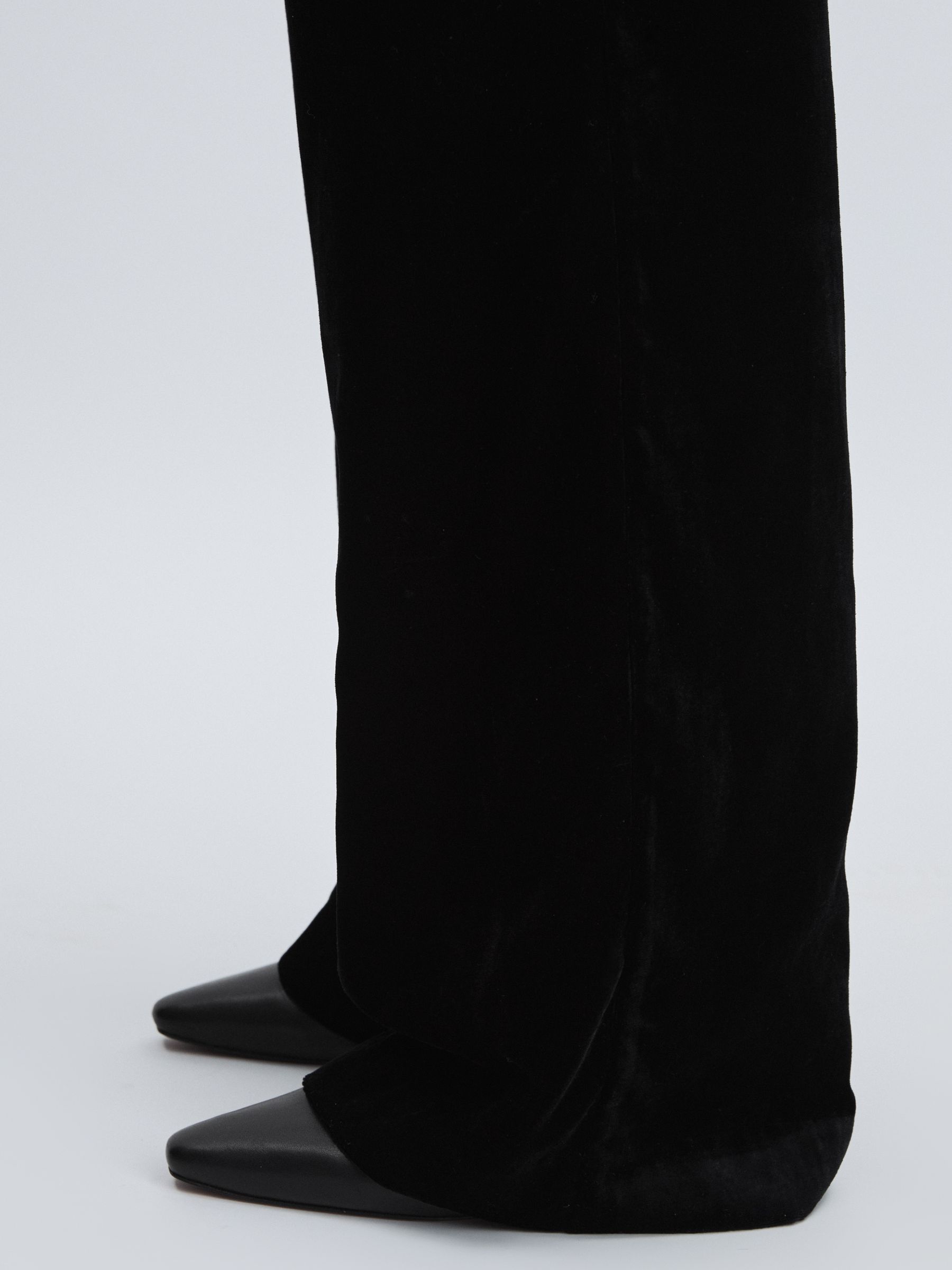 Paige Velvet Wide-Leg Trousers in Black - Image 6 of 7