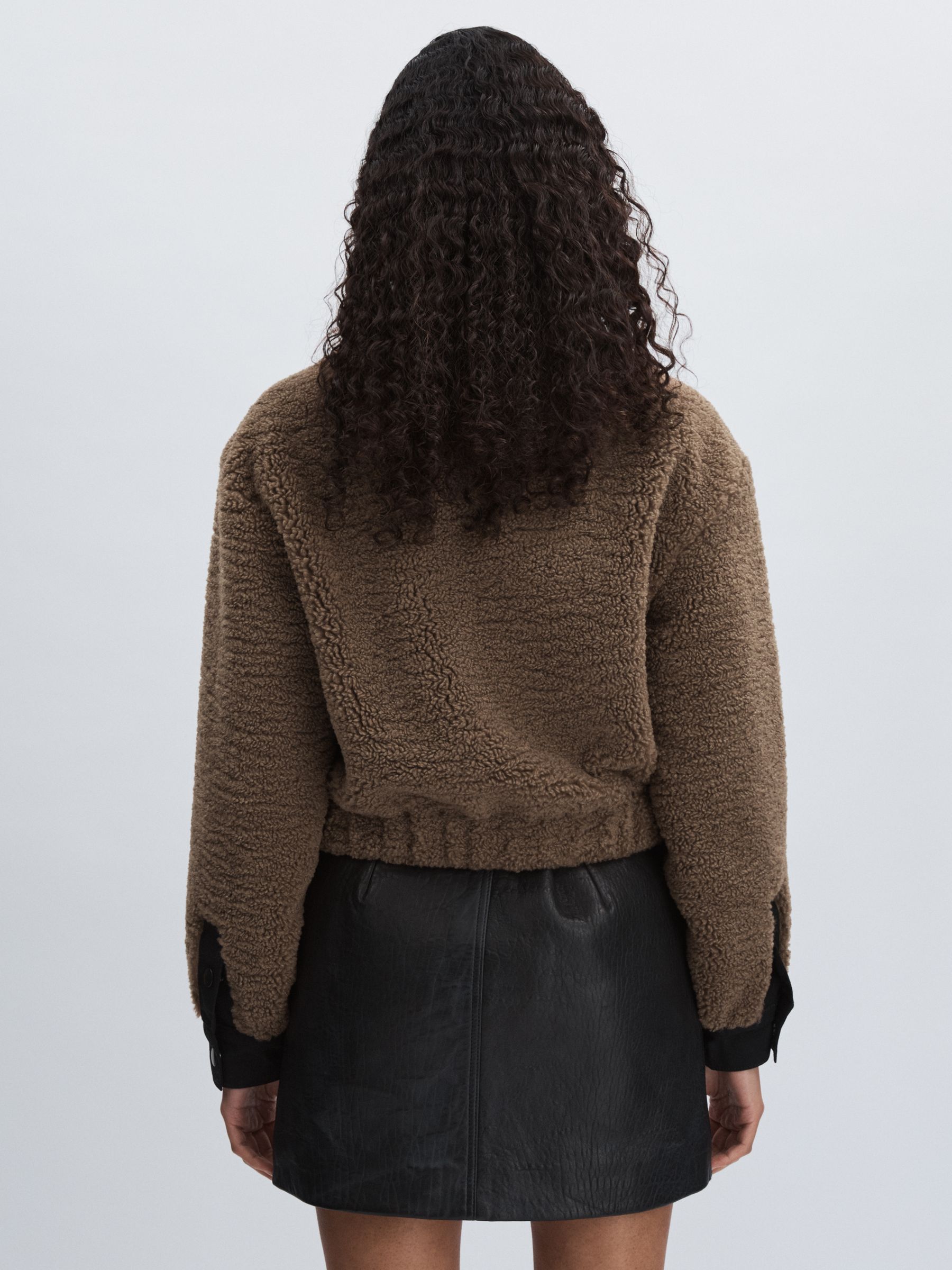 Paige Faux-Shearling Press Stud Jacket in Cocoa - Image 5 of 6