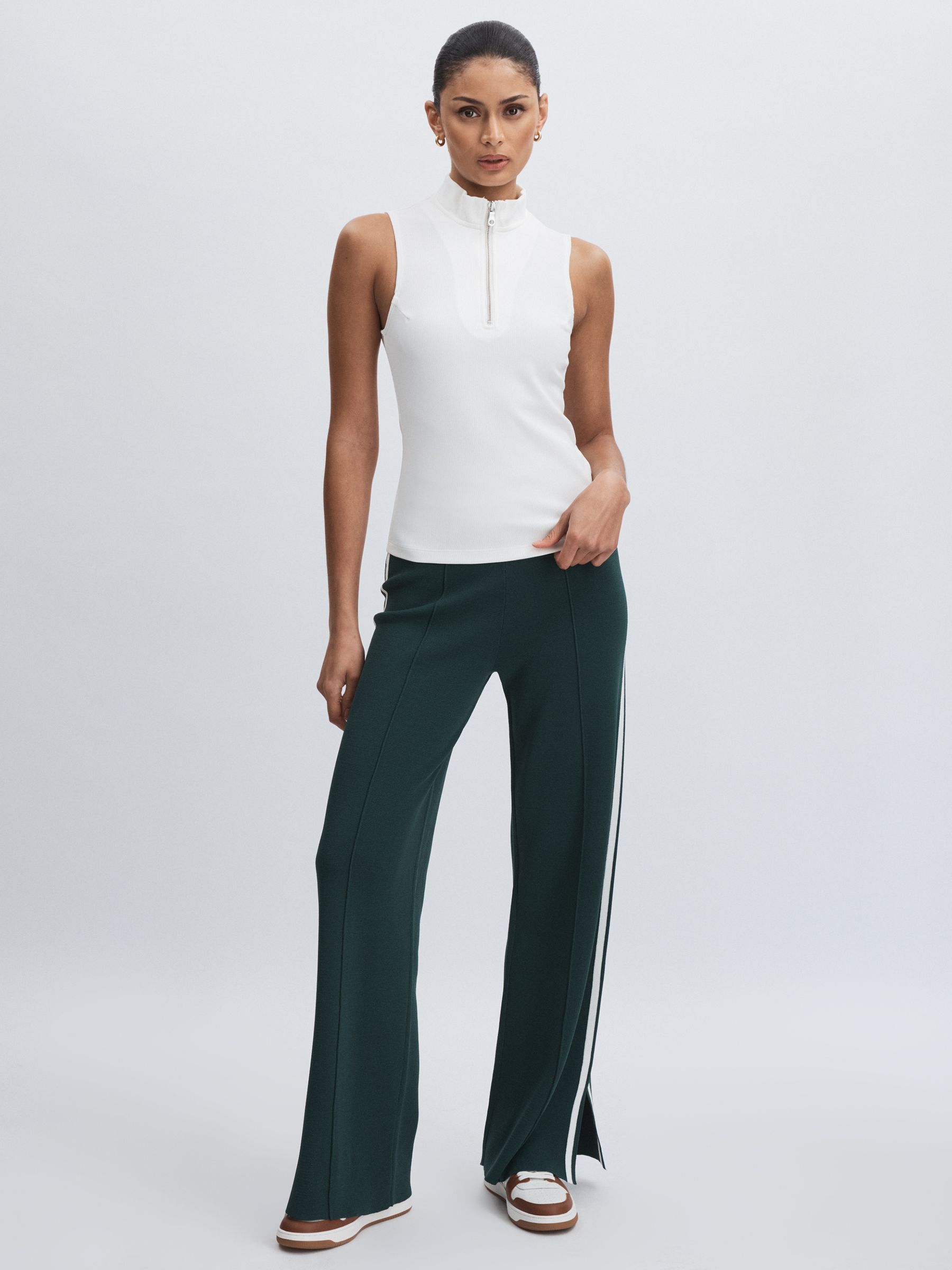 Reiss The Upside Quarter-Zip Sleeveless Top in White - REISS