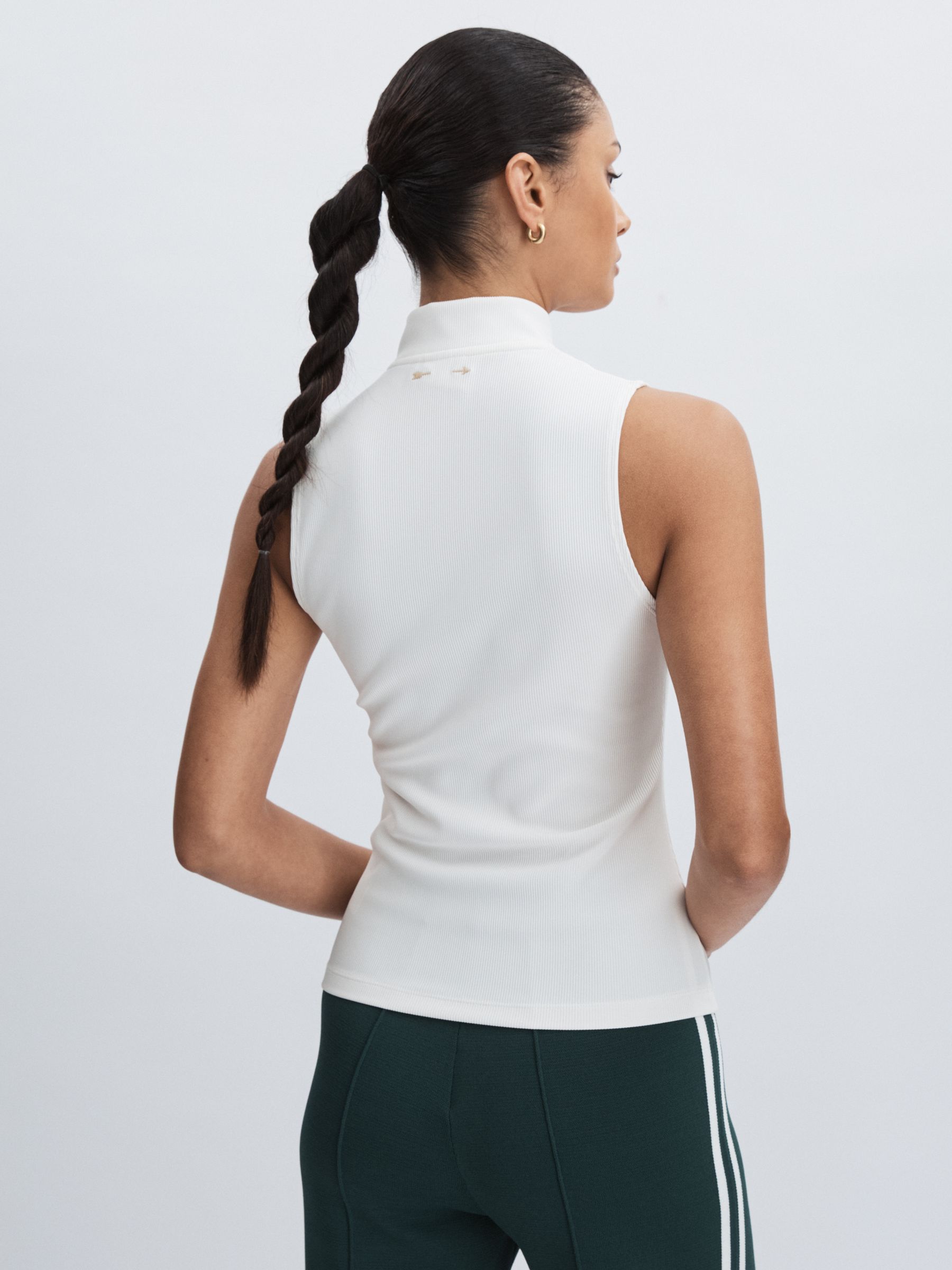 Reiss The Upside Quarter-Zip Sleeveless Top in White - REISS