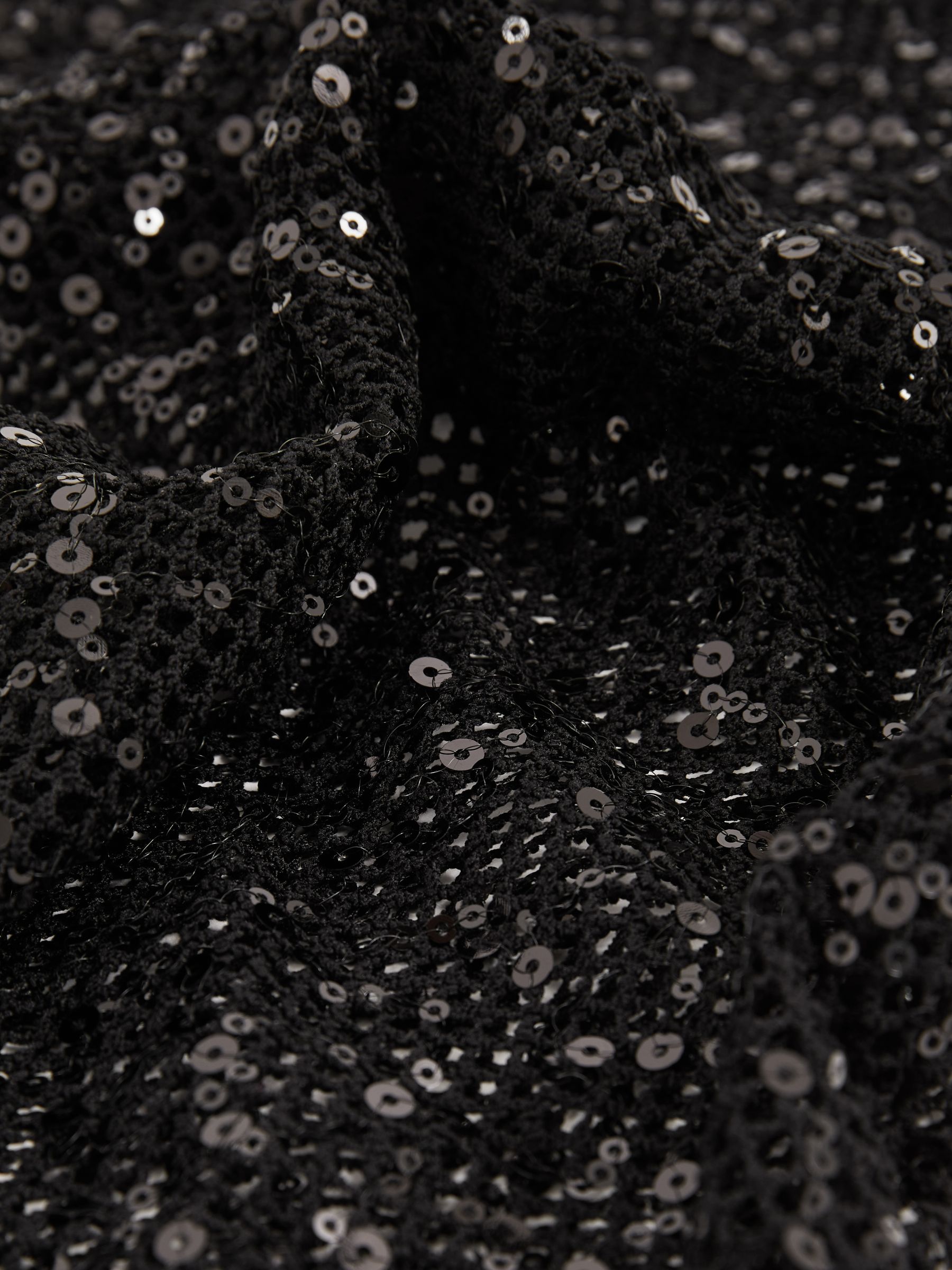 Good American Sequin Crochet Beach Cover-Up Dress in Black - Image 3 of 4