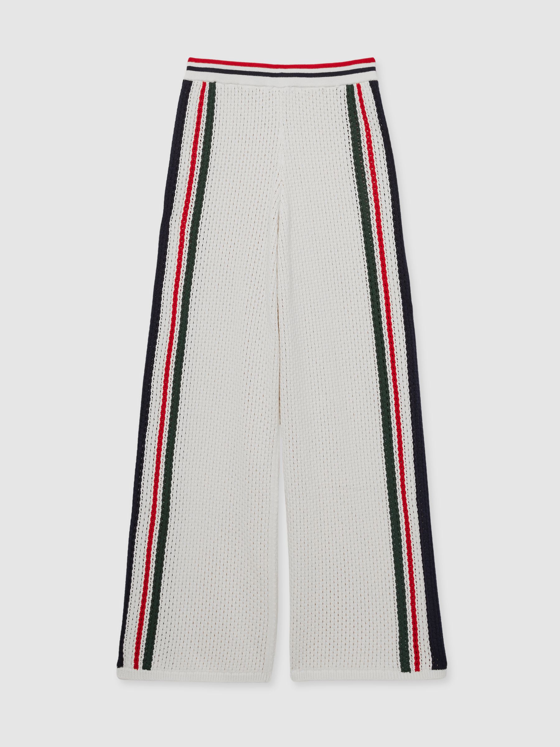 Organic-Cotton Open-Knit Track Joggers in White - Image 2 of 6