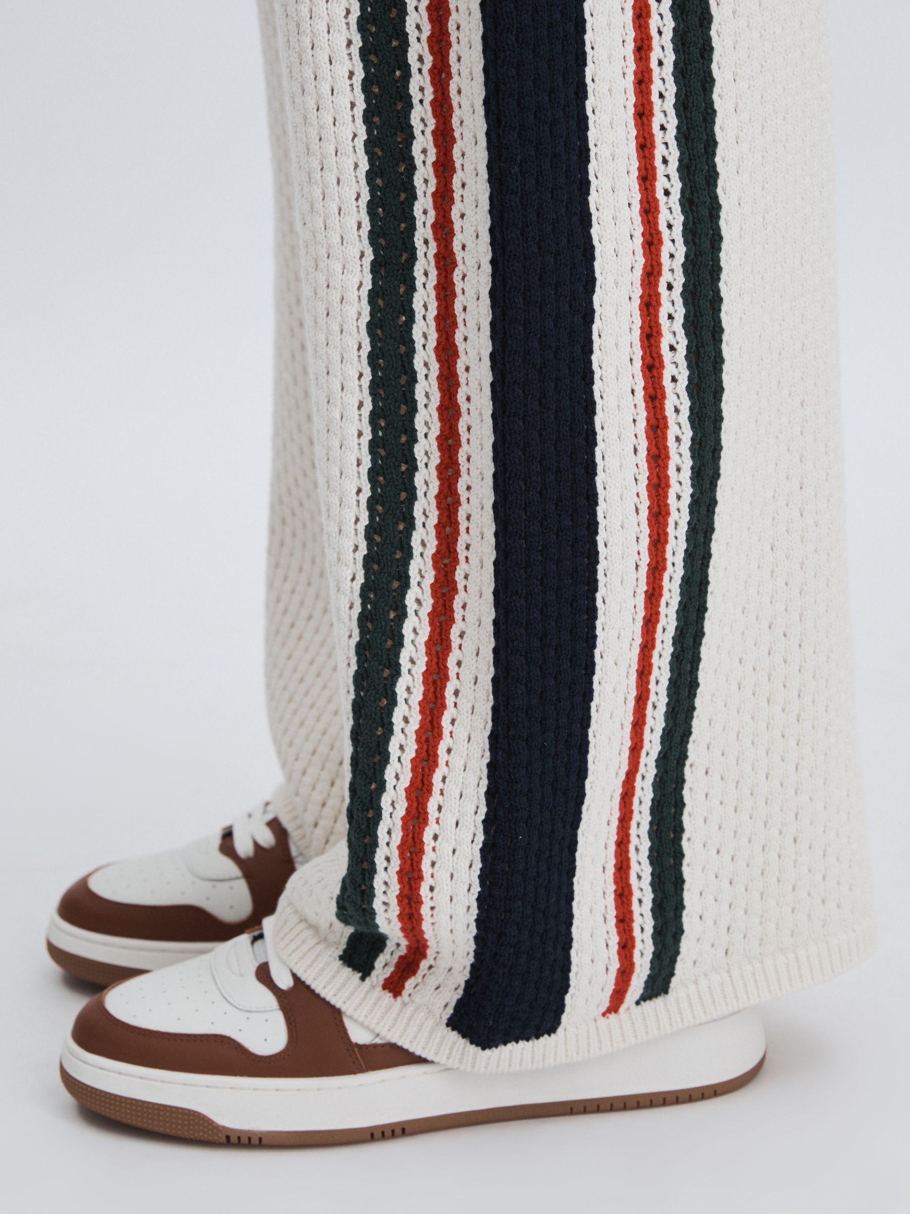 Organic-Cotton Open-Knit Track Joggers in White - Image 4 of 6