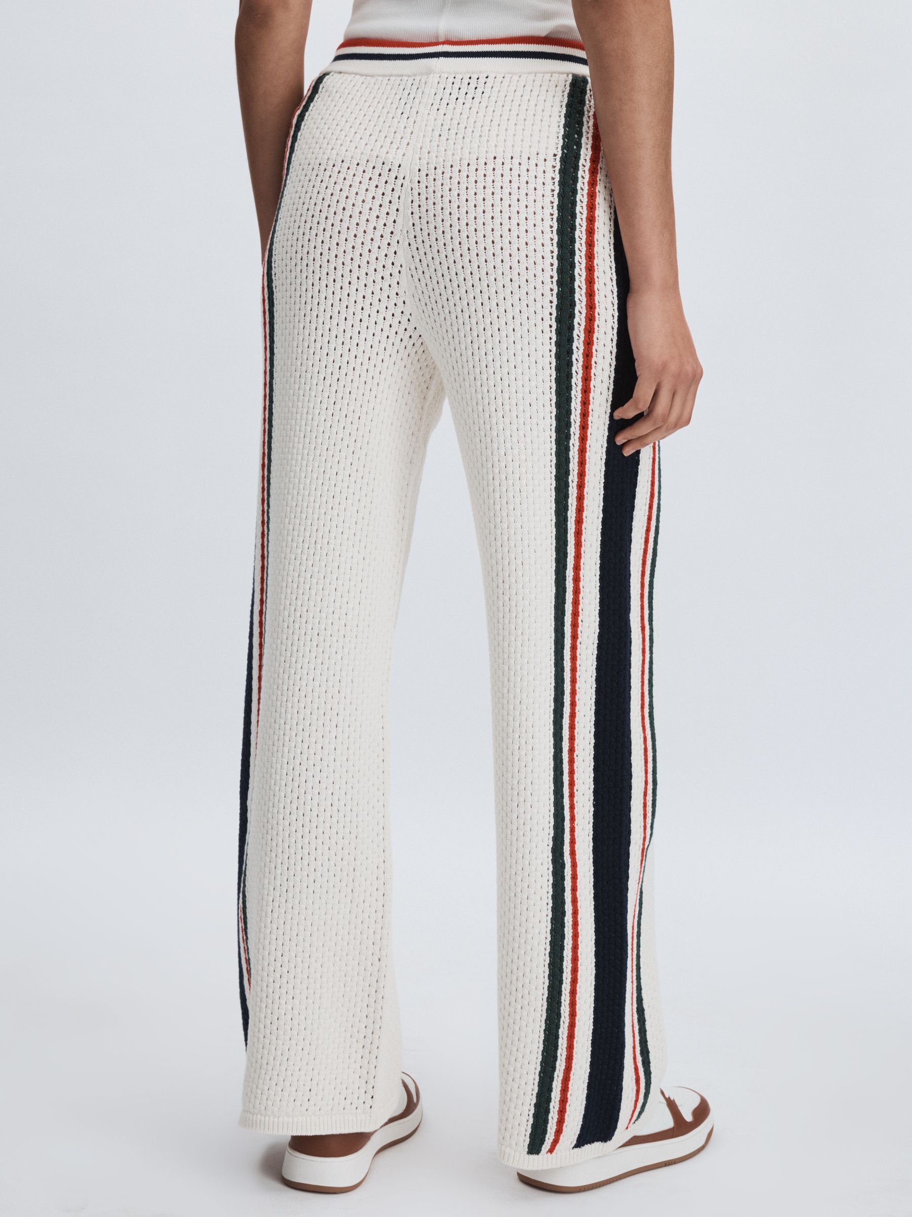 Organic-Cotton Open-Knit Track Joggers in White - Image 5 of 6