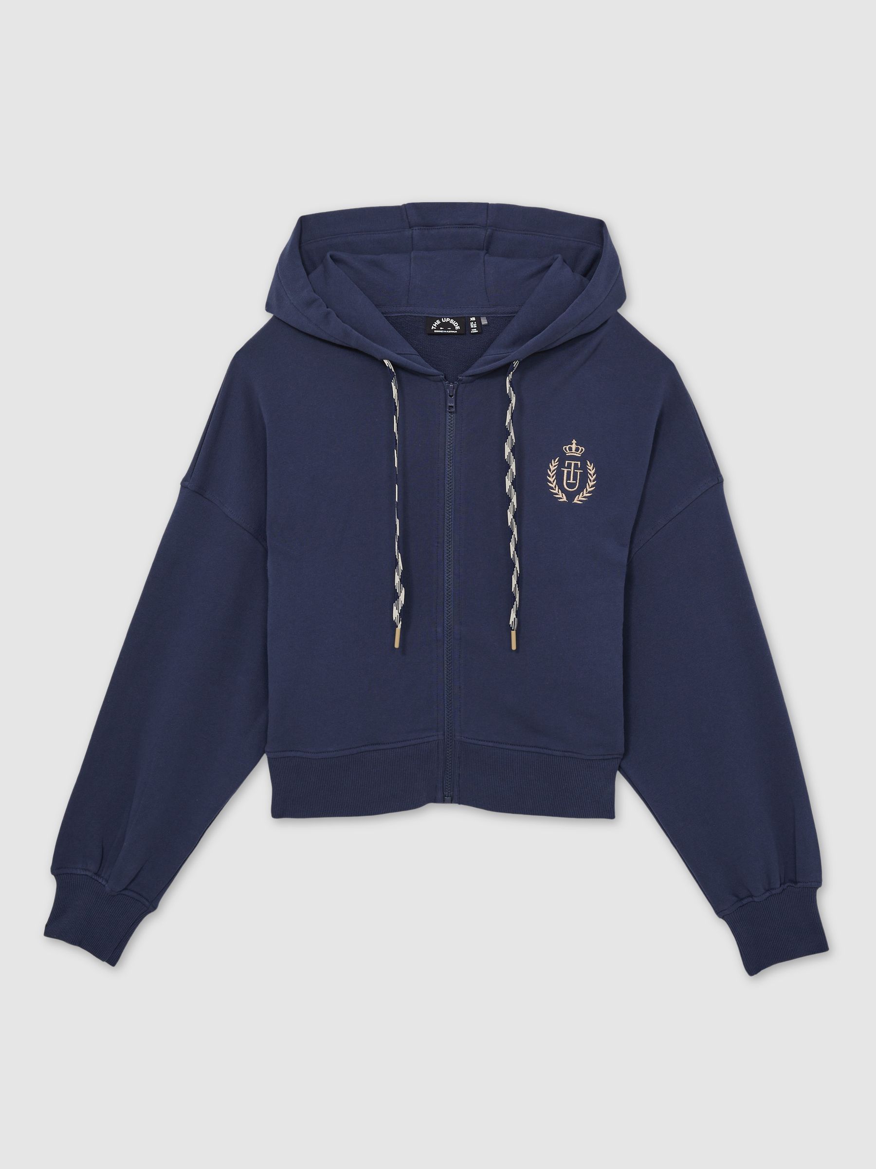 The Upside Organic-Cotton Zip-Through Hoodie in Navy - Image 2 of 6