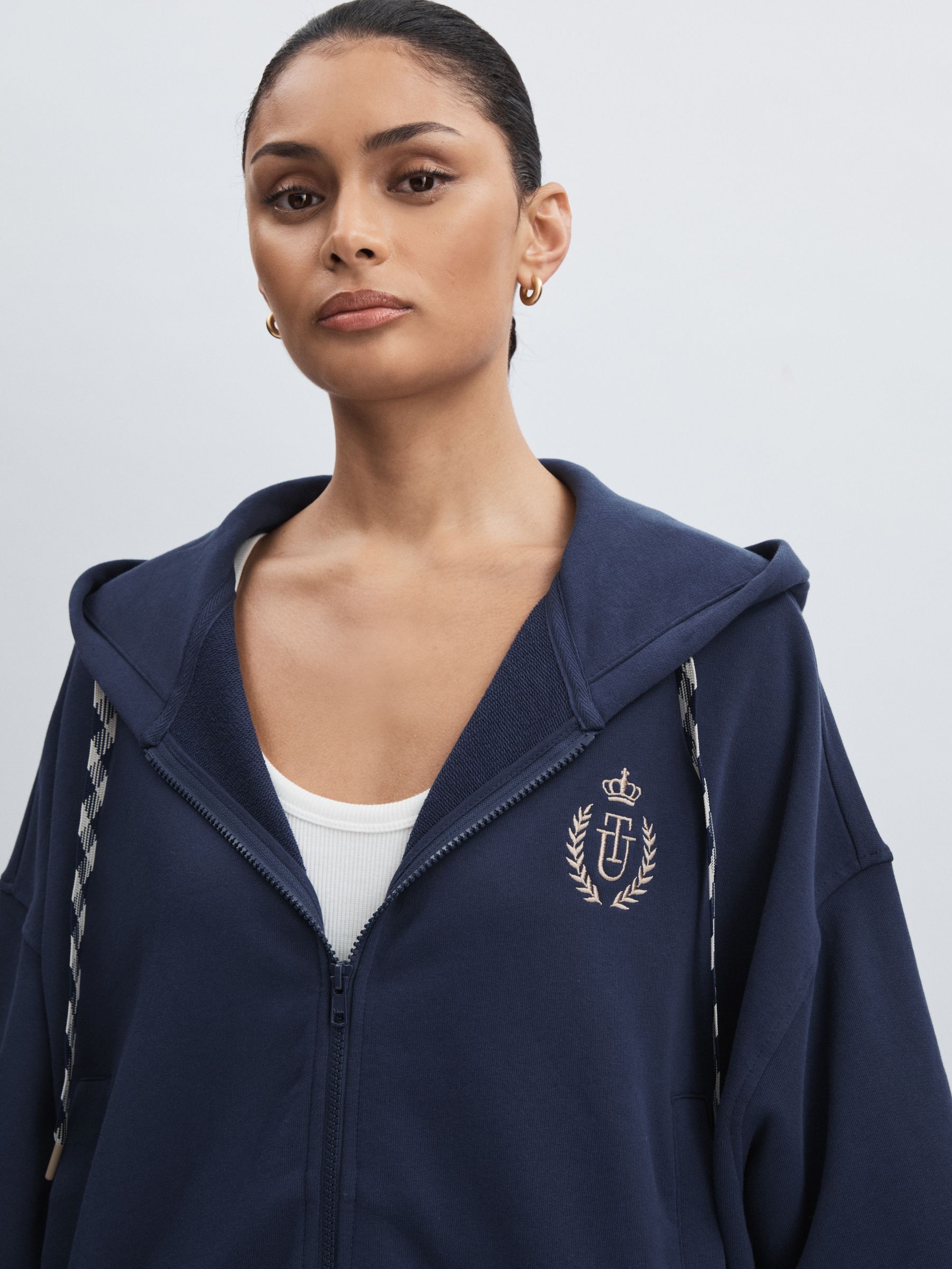 The Upside Organic-Cotton Zip-Through Hoodie in Navy - Image 4 of 6