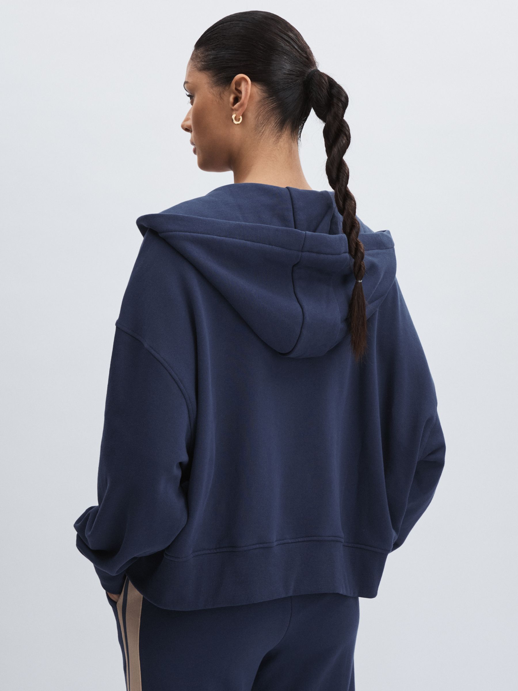 The Upside Organic-Cotton Zip-Through Hoodie in Navy - Image 5 of 6