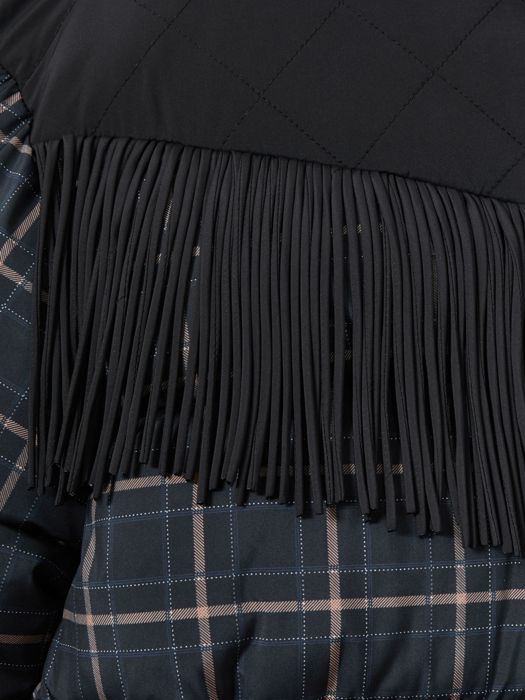 The Upside Fringed Check Puffer Coat in Black Check - Image 7 of 7