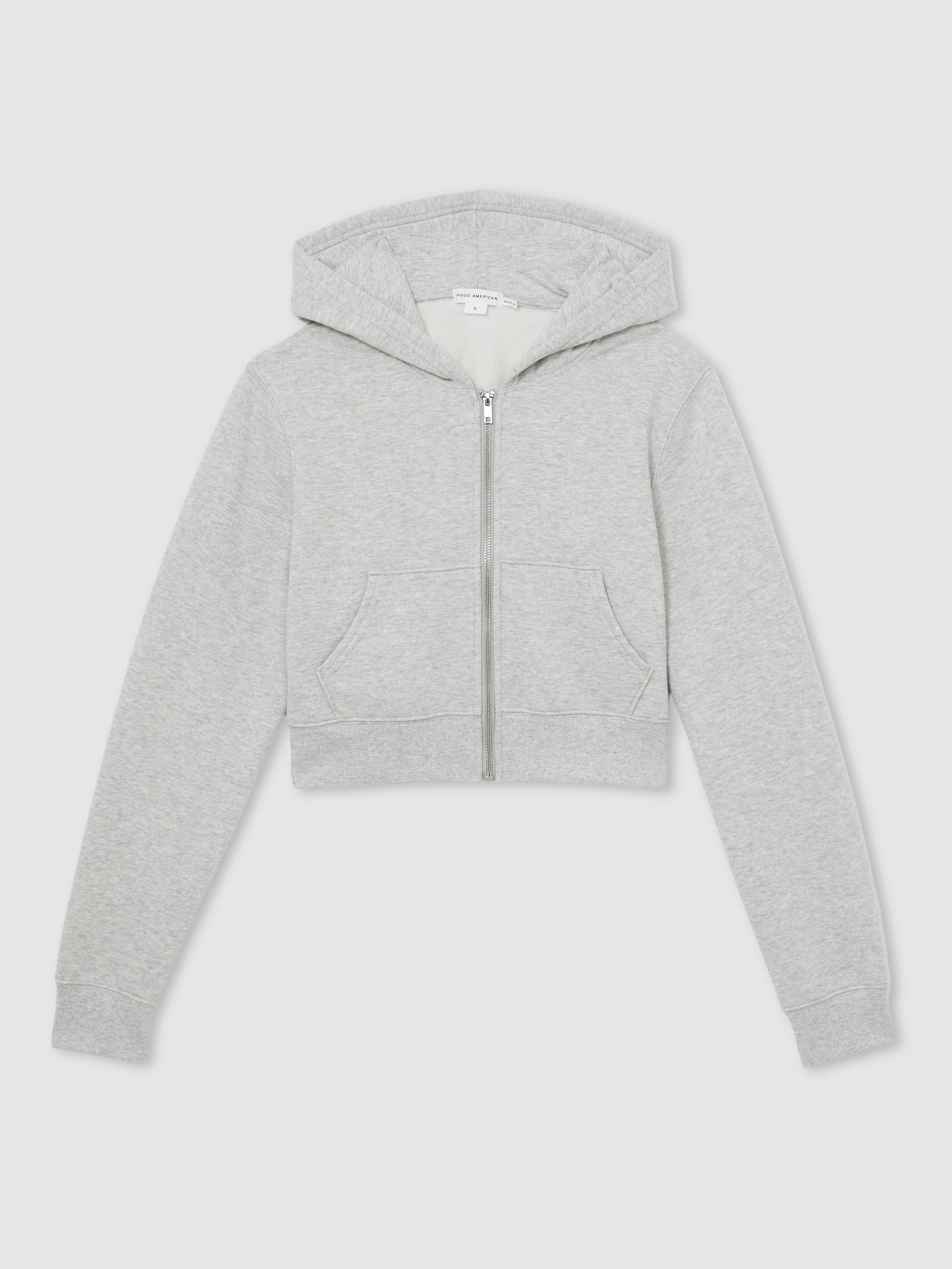 Cropped Zip Hoodie in Heather Grey - Image 2 of 6