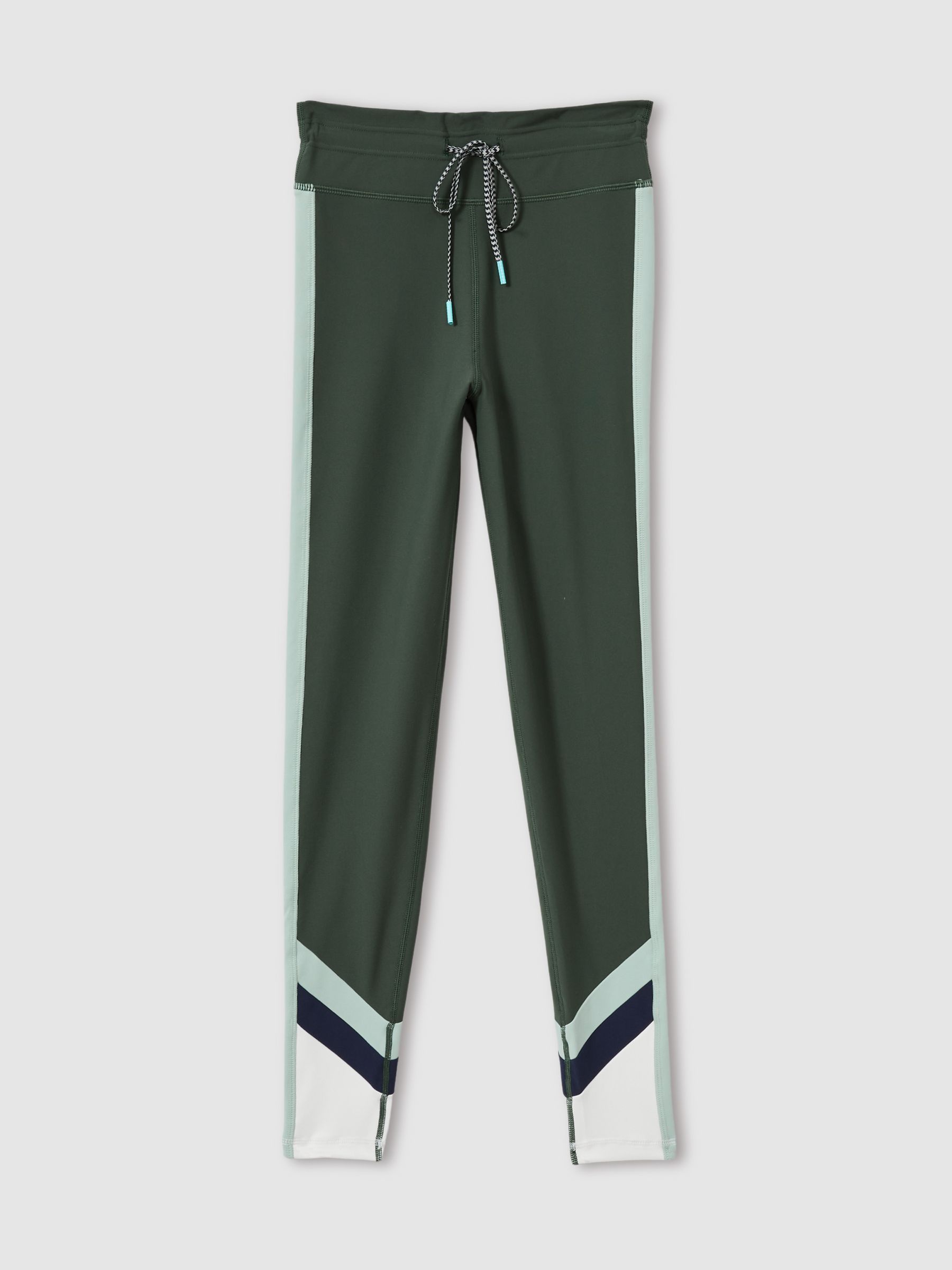 The Upside Drawstring Colour-Block Leggings in Green - Image 2 of 6