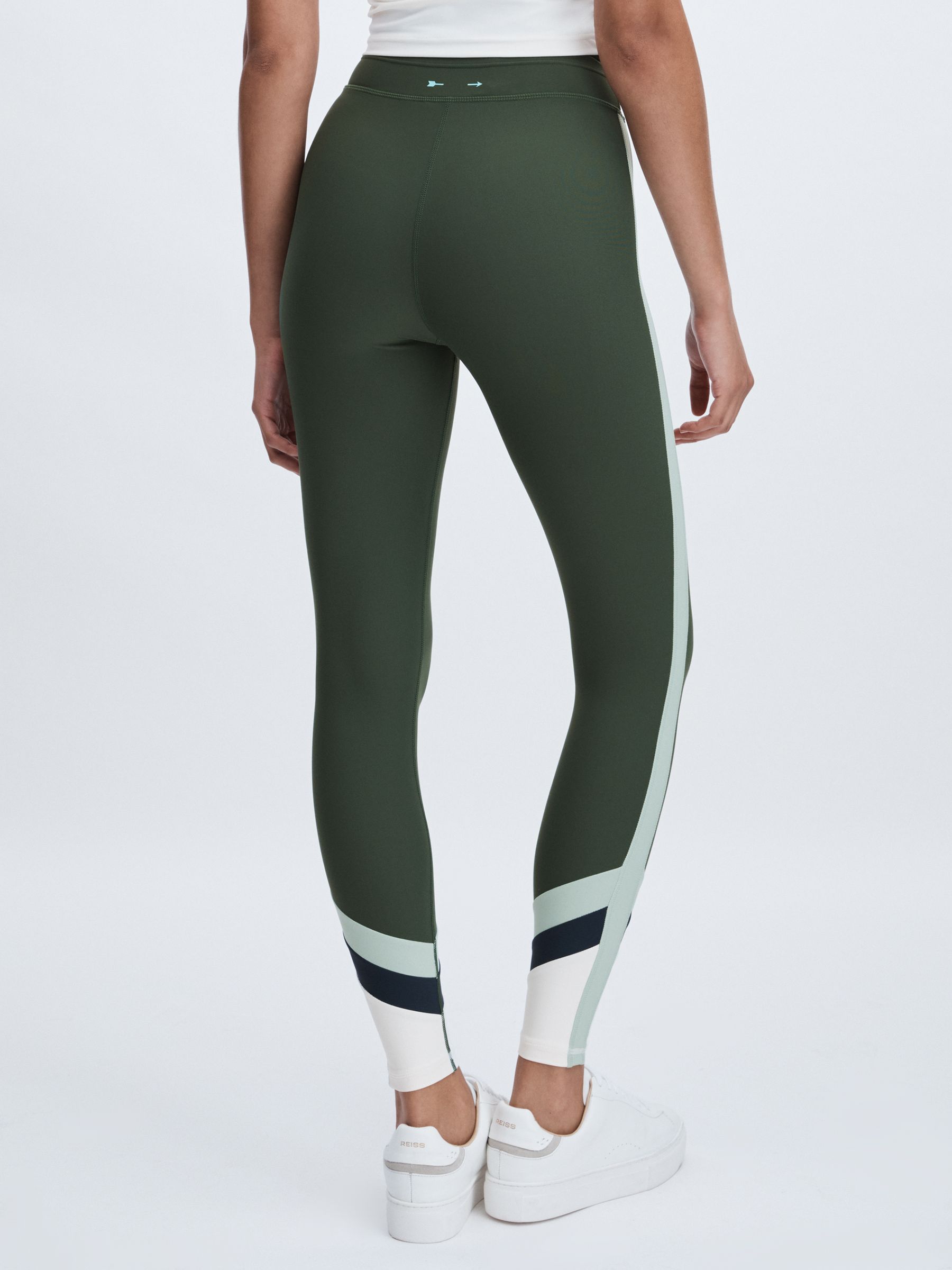 The Upside Drawstring Colour-Block Leggings in Green - Image 5 of 6