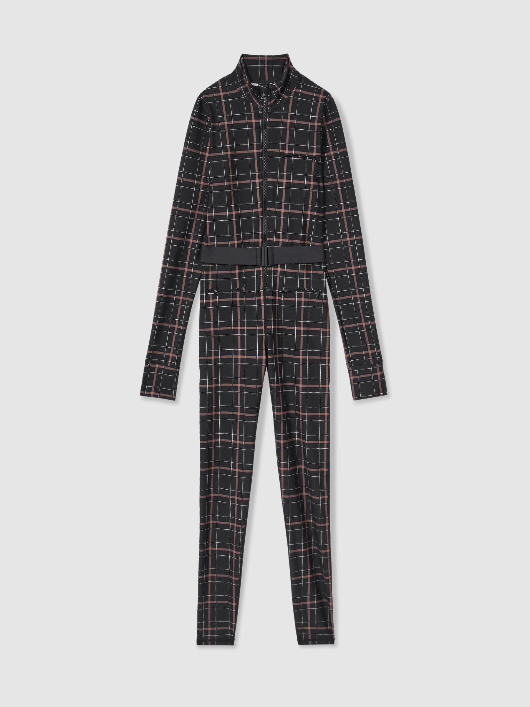 The Upside Belted Check Jumpsuit in Black Check - Image 2 of 7