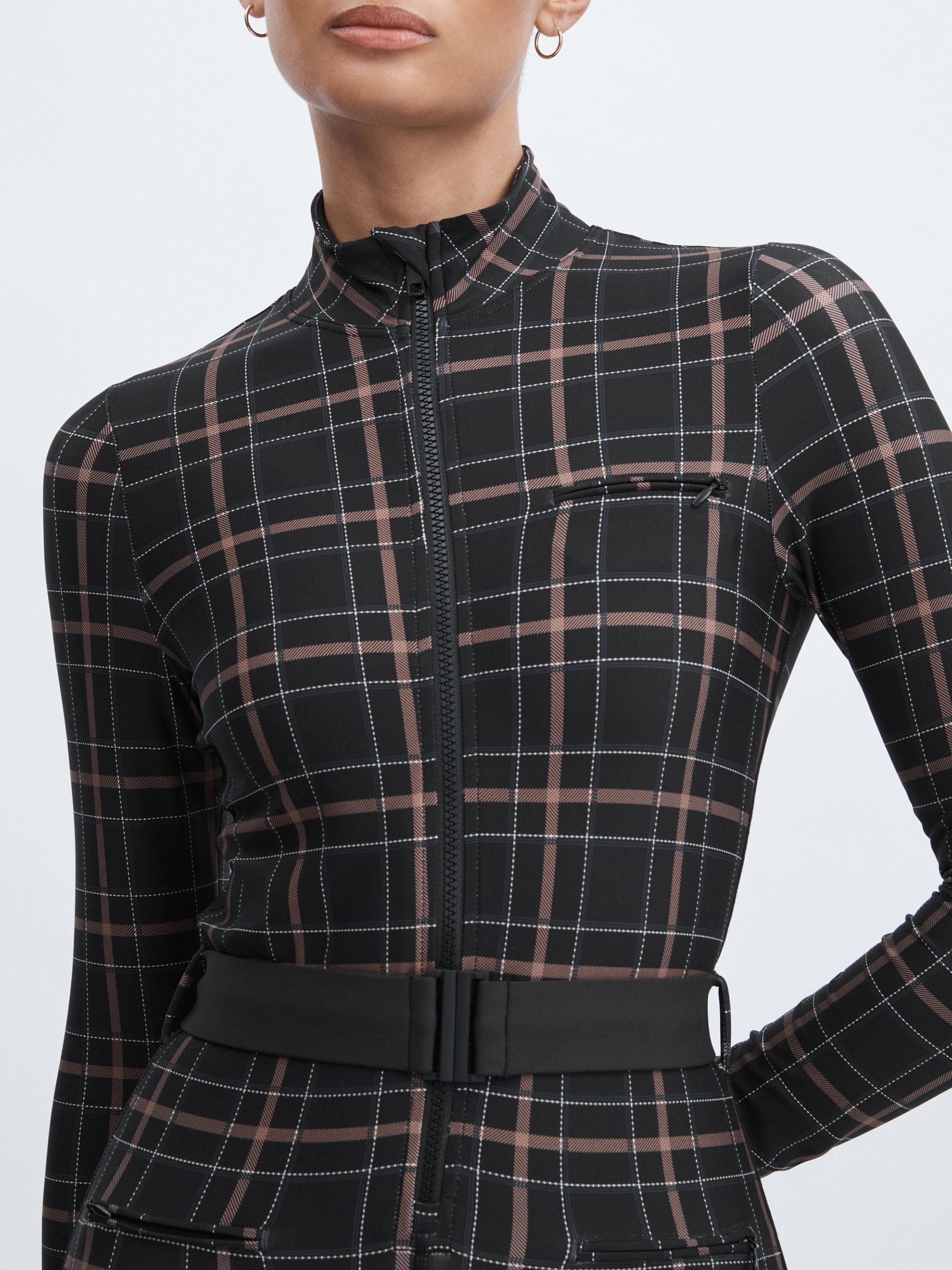 The Upside Belted Check Jumpsuit in Black Check - Image 5 of 7