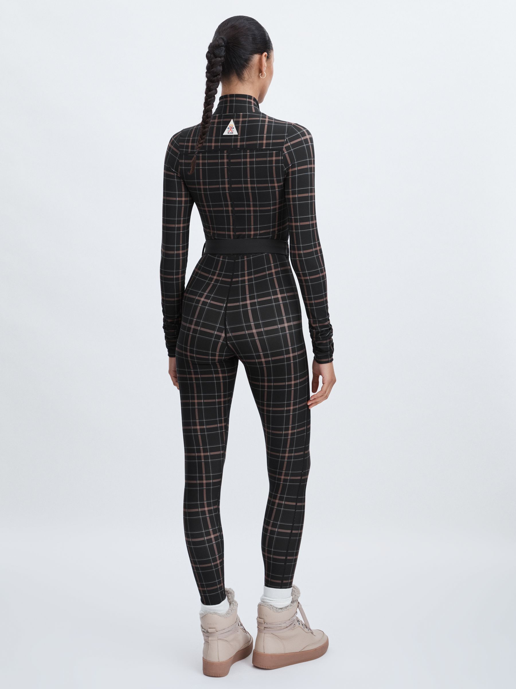 The Upside Belted Check Jumpsuit in Black Check - Image 6 of 7