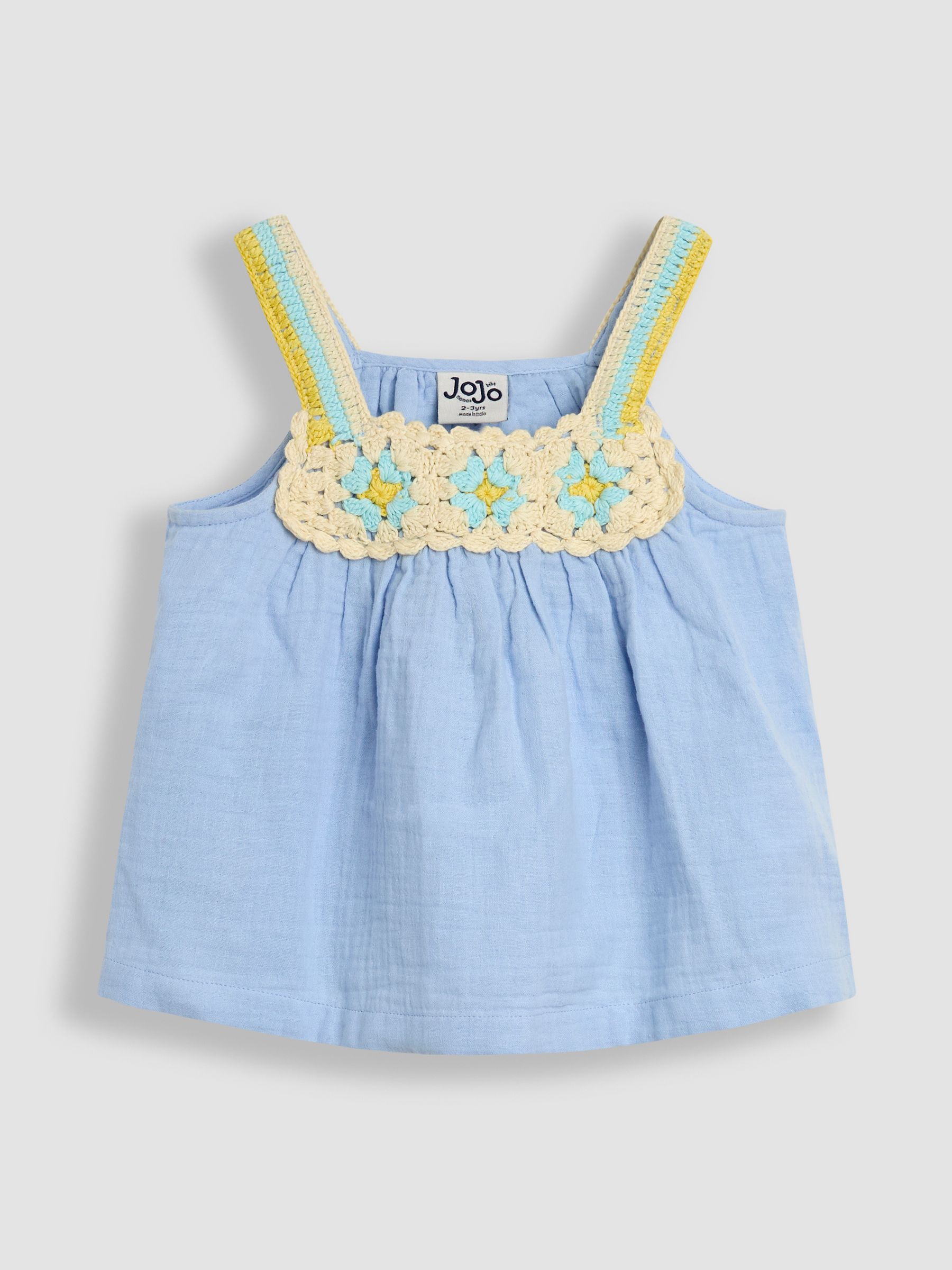 Blue Floral Crochet Cheesecloth Top and Shorts Set 2 Piece - Image 2 of 6