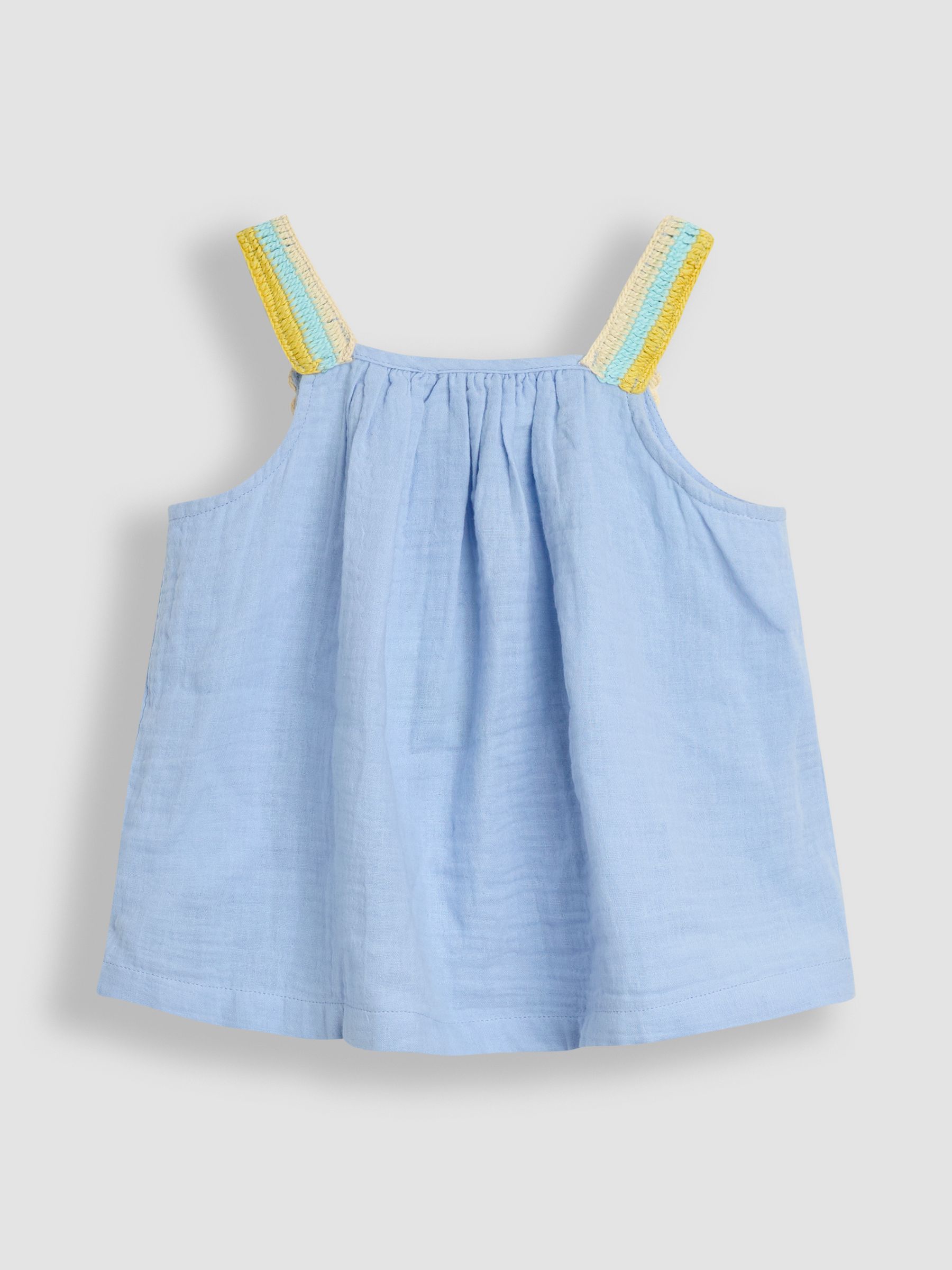 Blue Floral Crochet Cheesecloth Top and Shorts Set 2 Piece - Image 3 of 6