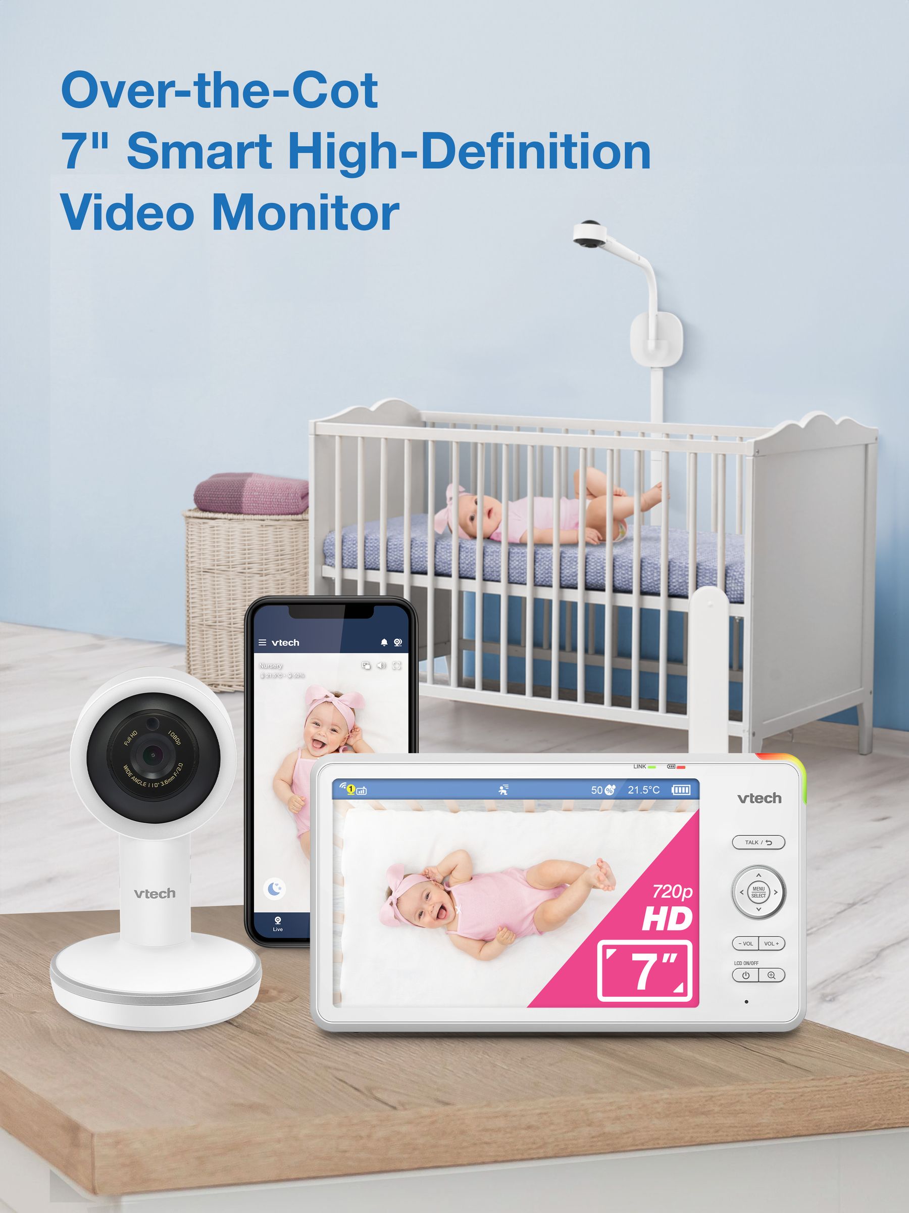 V-Tech RM7787HD 7" Full HD Over-The-Cot Monitor - Image 2 of 8