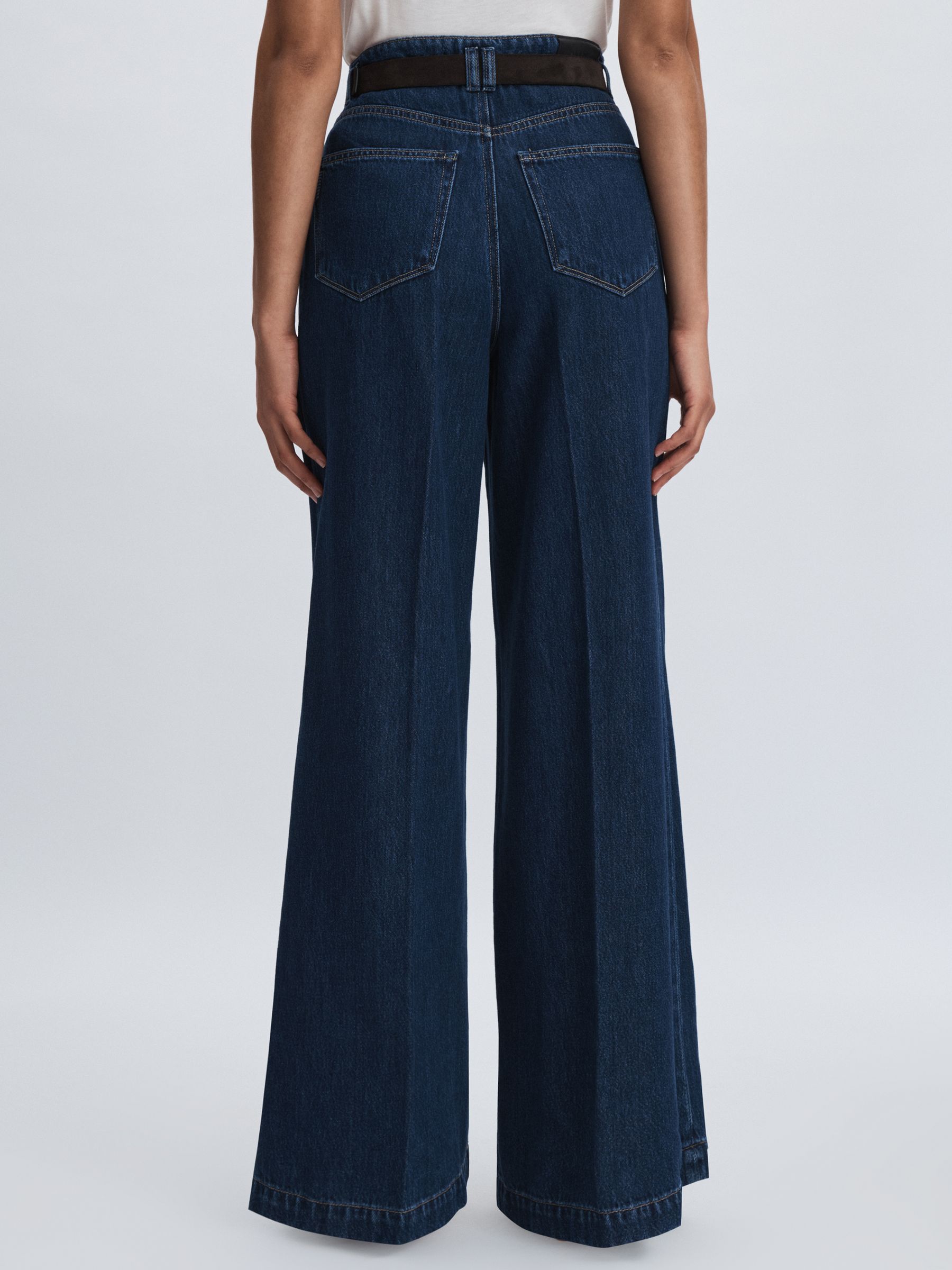 Double Waistband Wide-Leg Jeans in Navy Blue - image 5