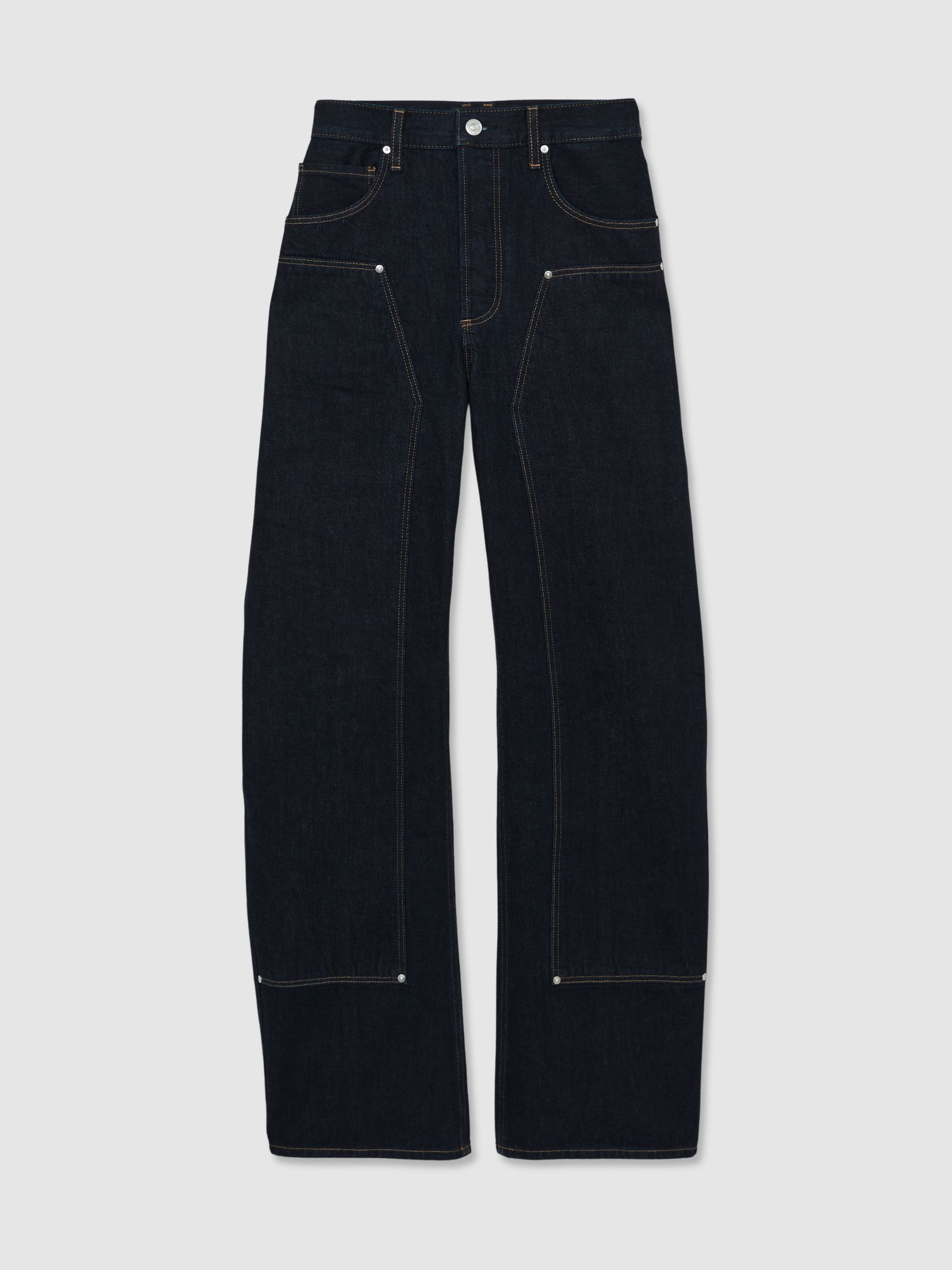 Paige Barrel-Leg Workwear Jeans in Black/Navy - Image 2 of 7