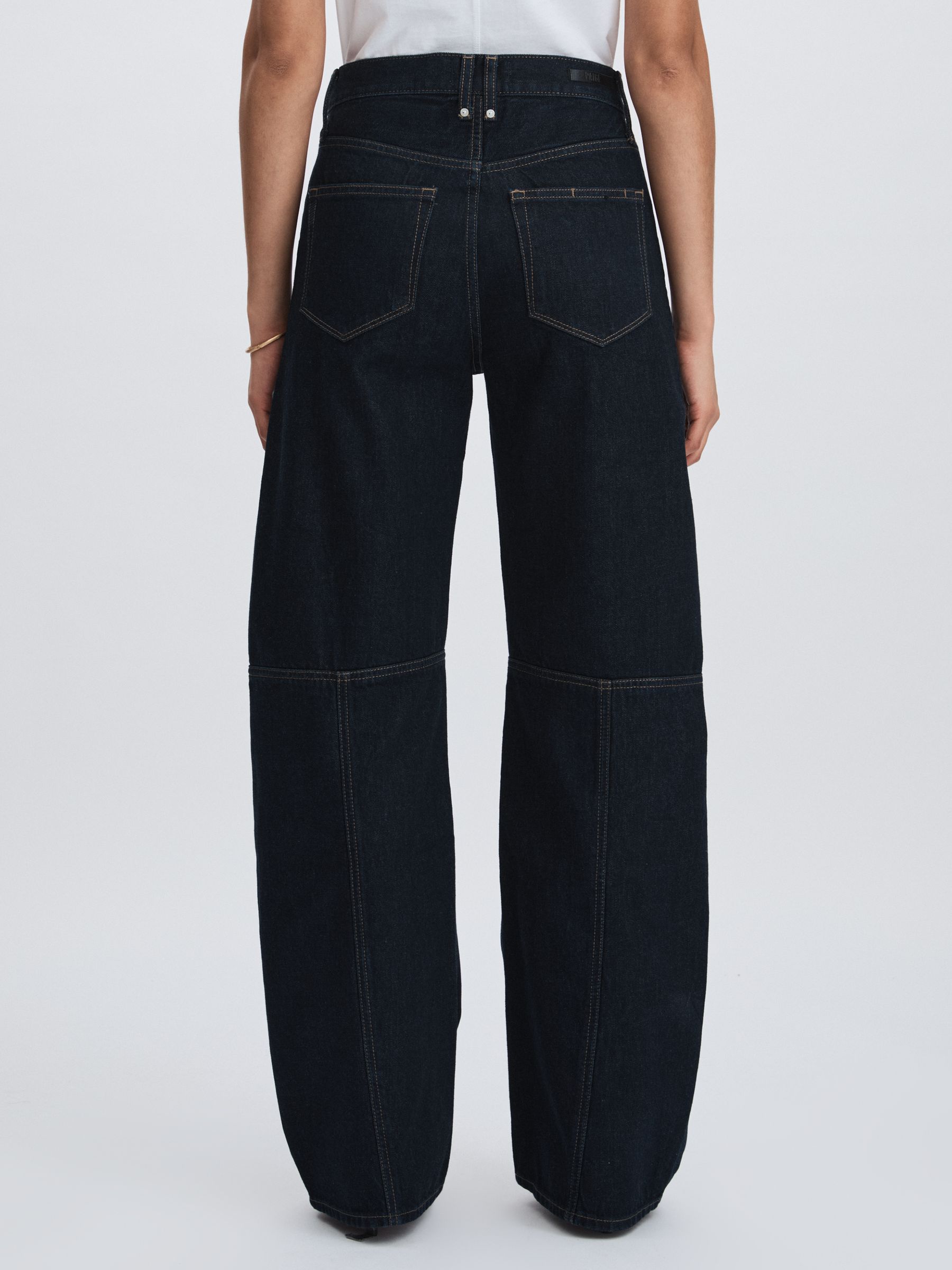 Paige Barrel-Leg Workwear Jeans in Black/Navy - Image 5 of 7