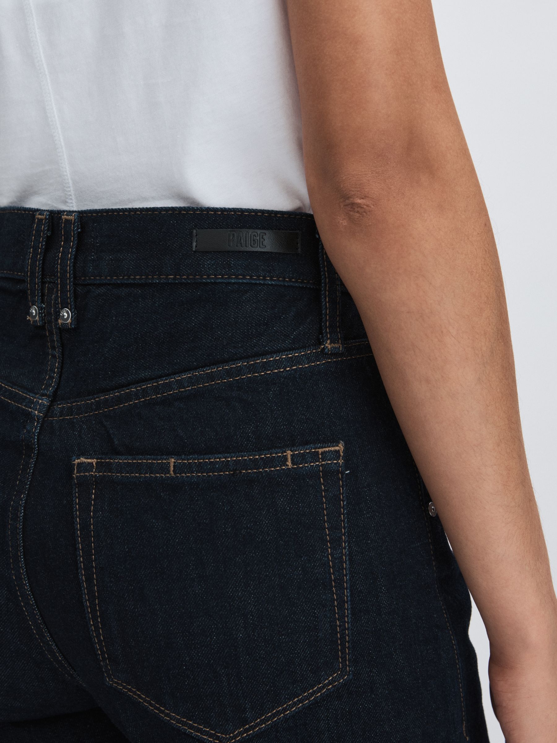 Paige Barrel-Leg Workwear Jeans in Black/Navy - Image 6 of 7