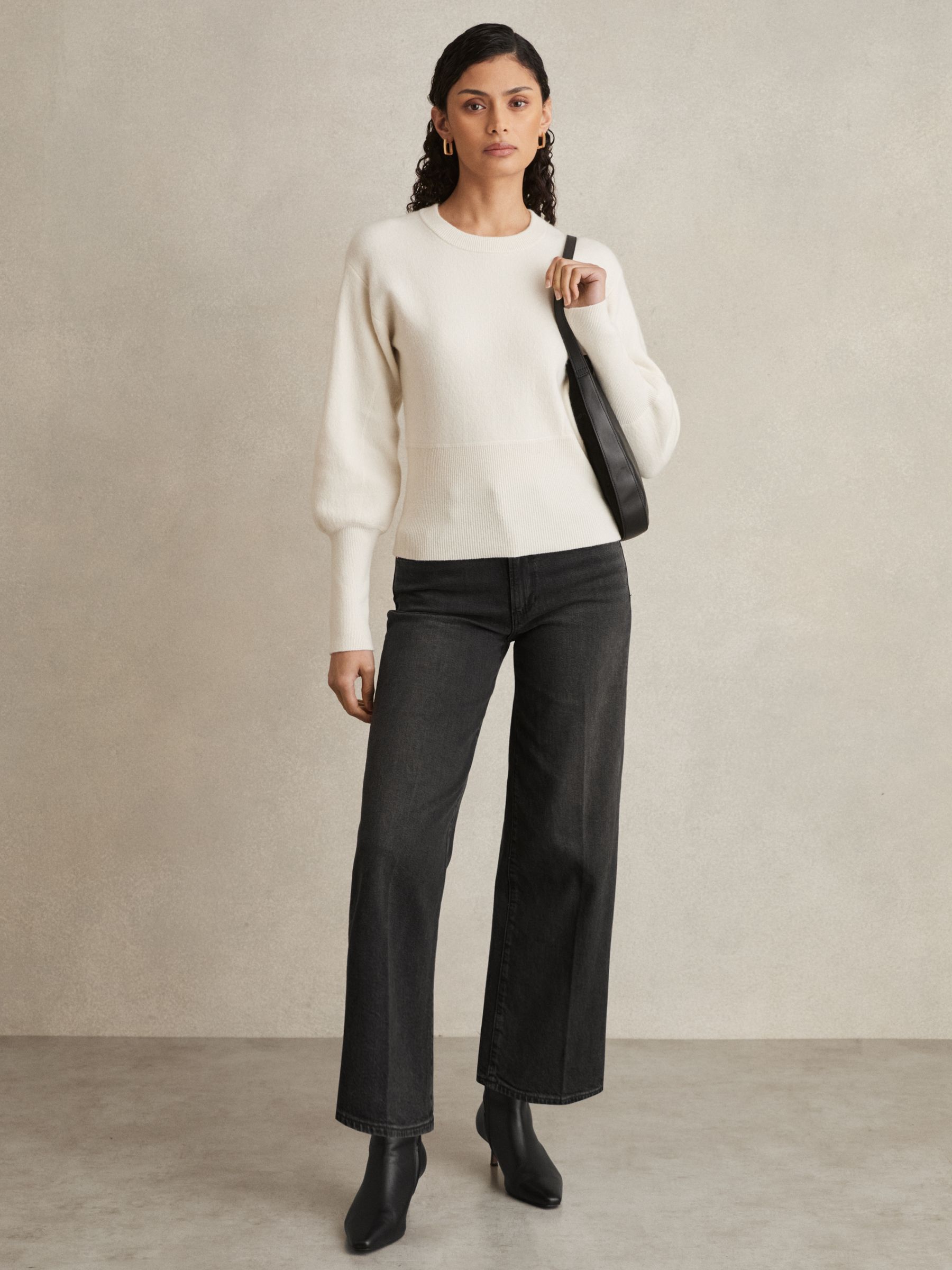 Paige Wide-Leg Cropped Jeans in Black - Image 1 of 8