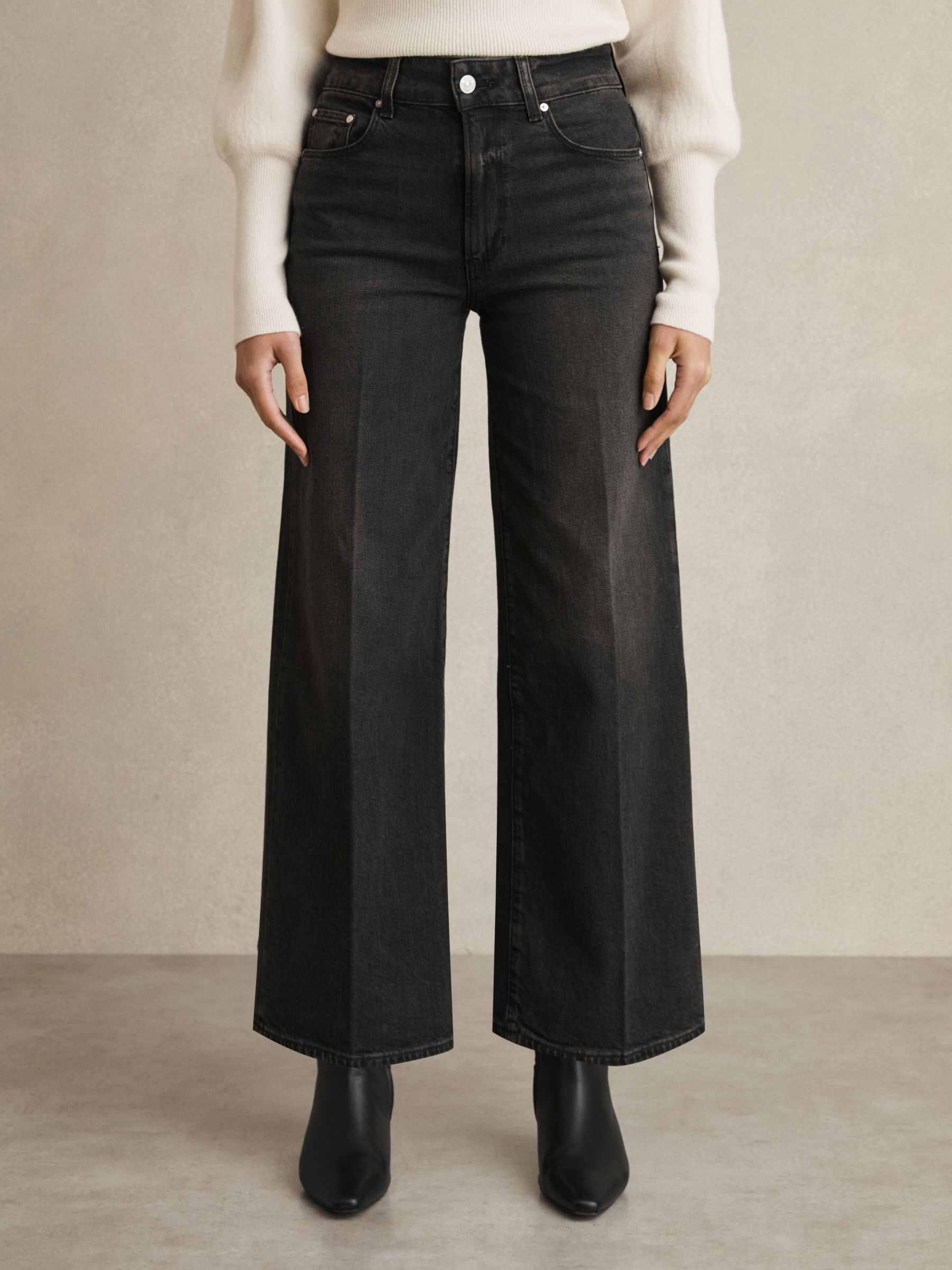 Paige Wide-Leg Cropped Jeans in Black - Image 3 of 8