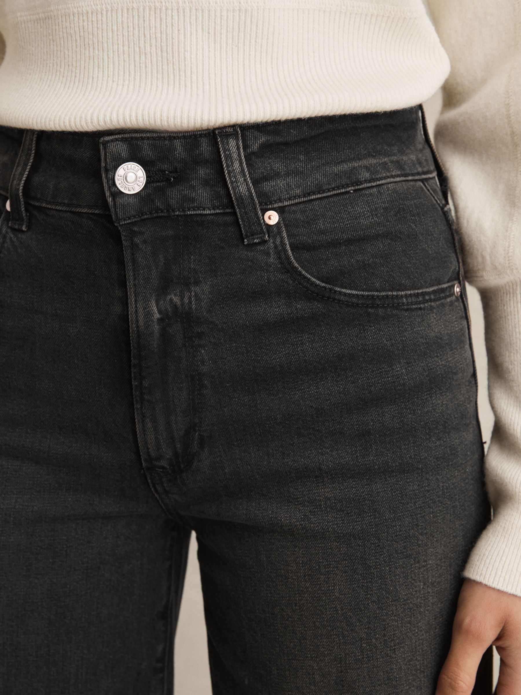 Paige Wide-Leg Cropped Jeans in Black - Image 4 of 8