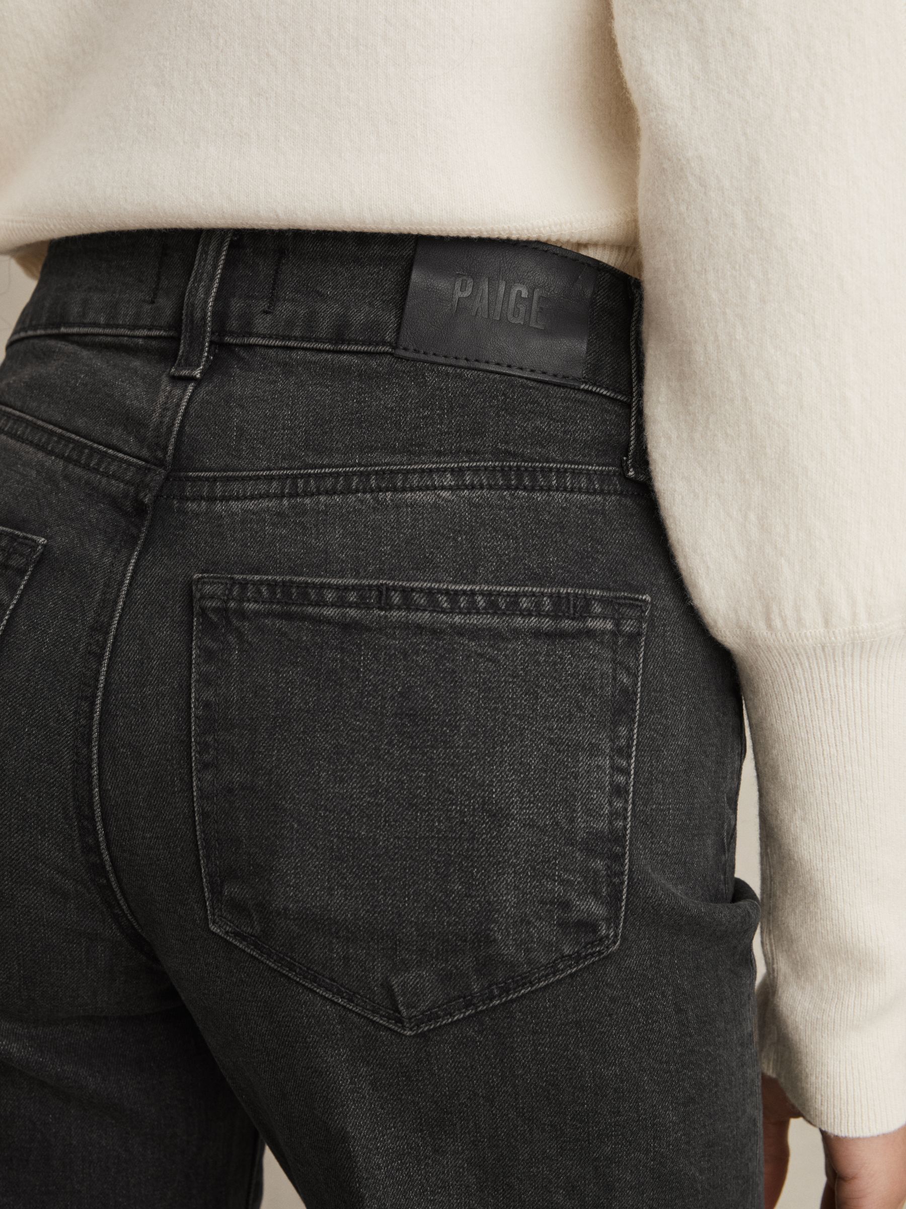 Paige Wide-Leg Cropped Jeans in Black - Image 5 of 8