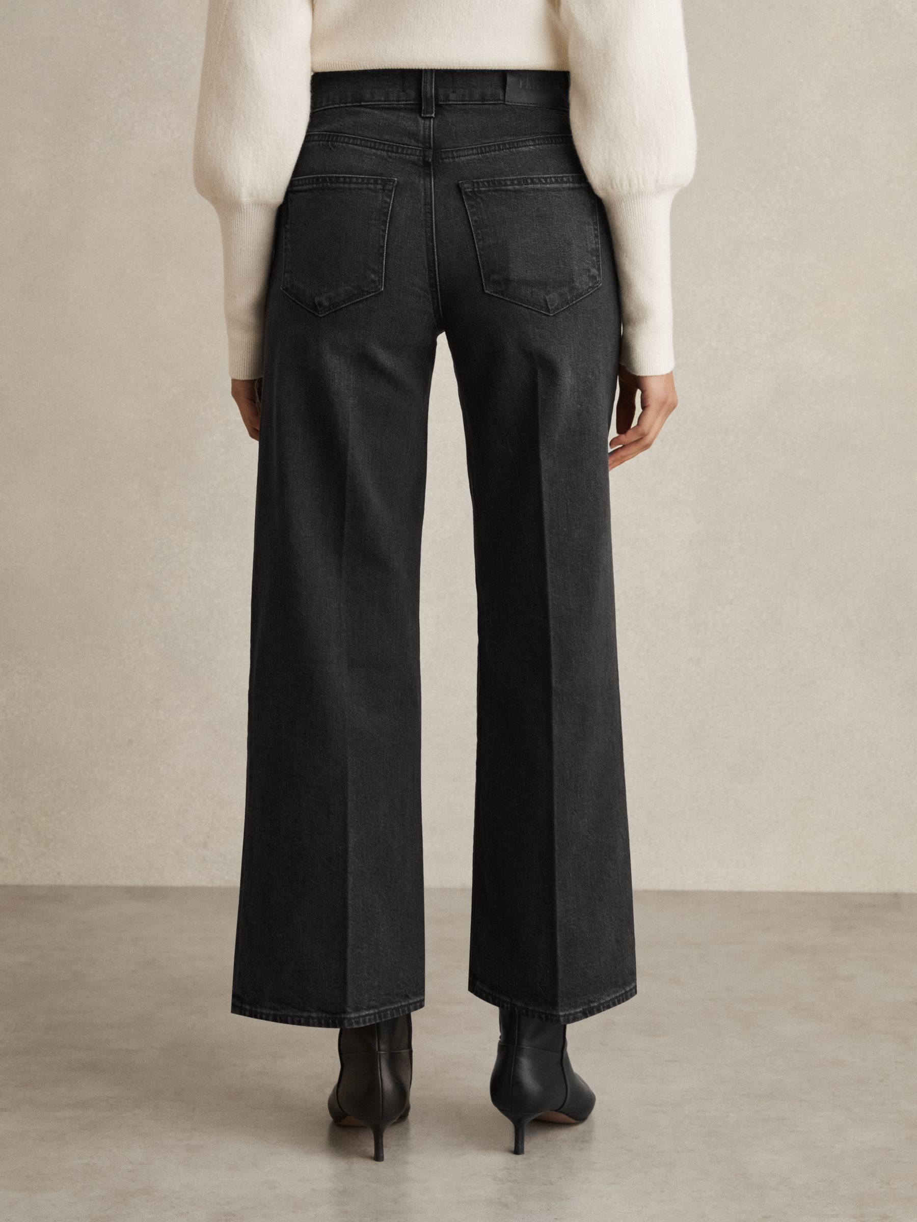 Paige Wide-Leg Cropped Jeans in Black - Image 6 of 8