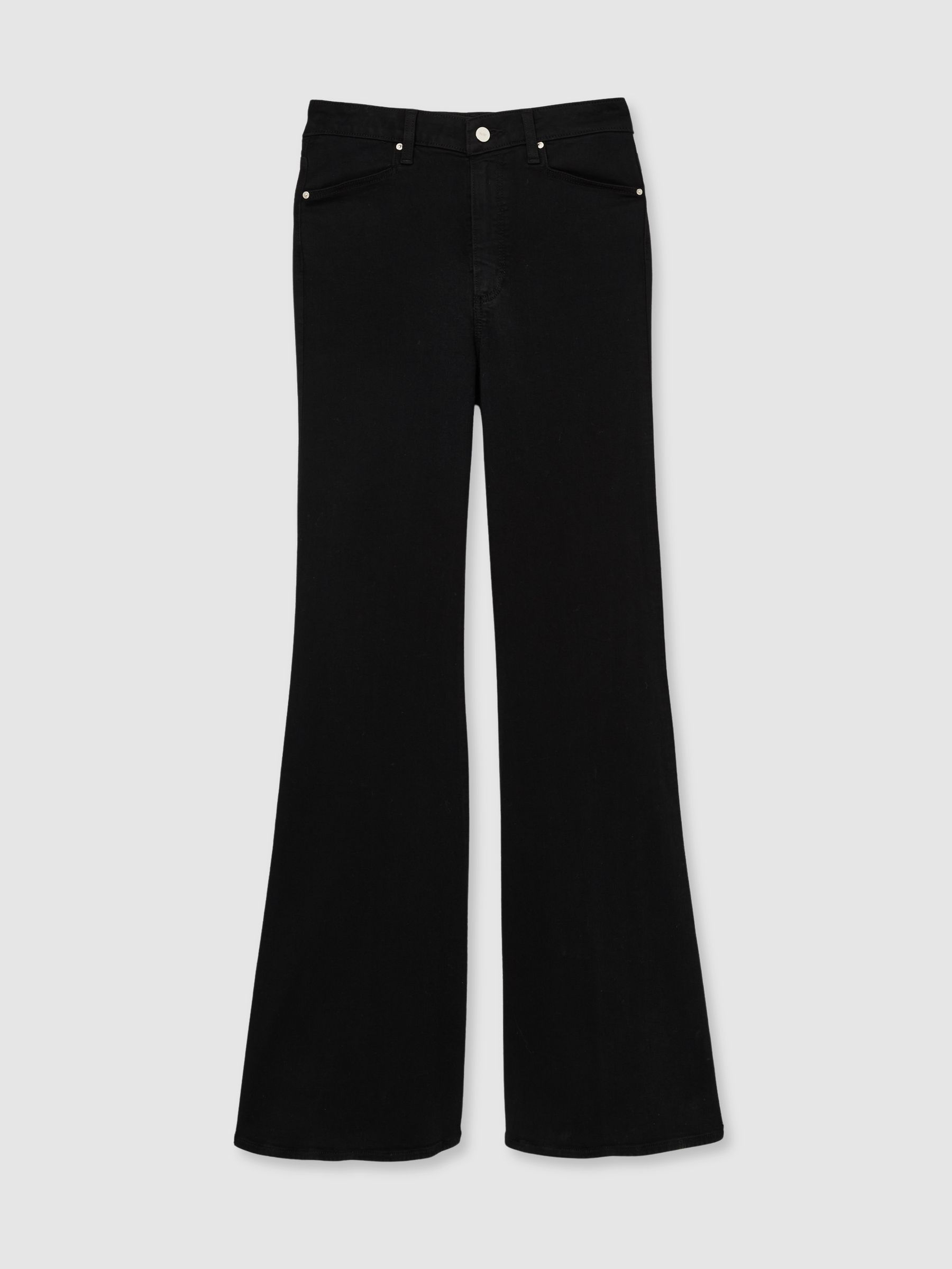 Paige Angled Waist Flared Jeans in Black - Image 2 of 6
