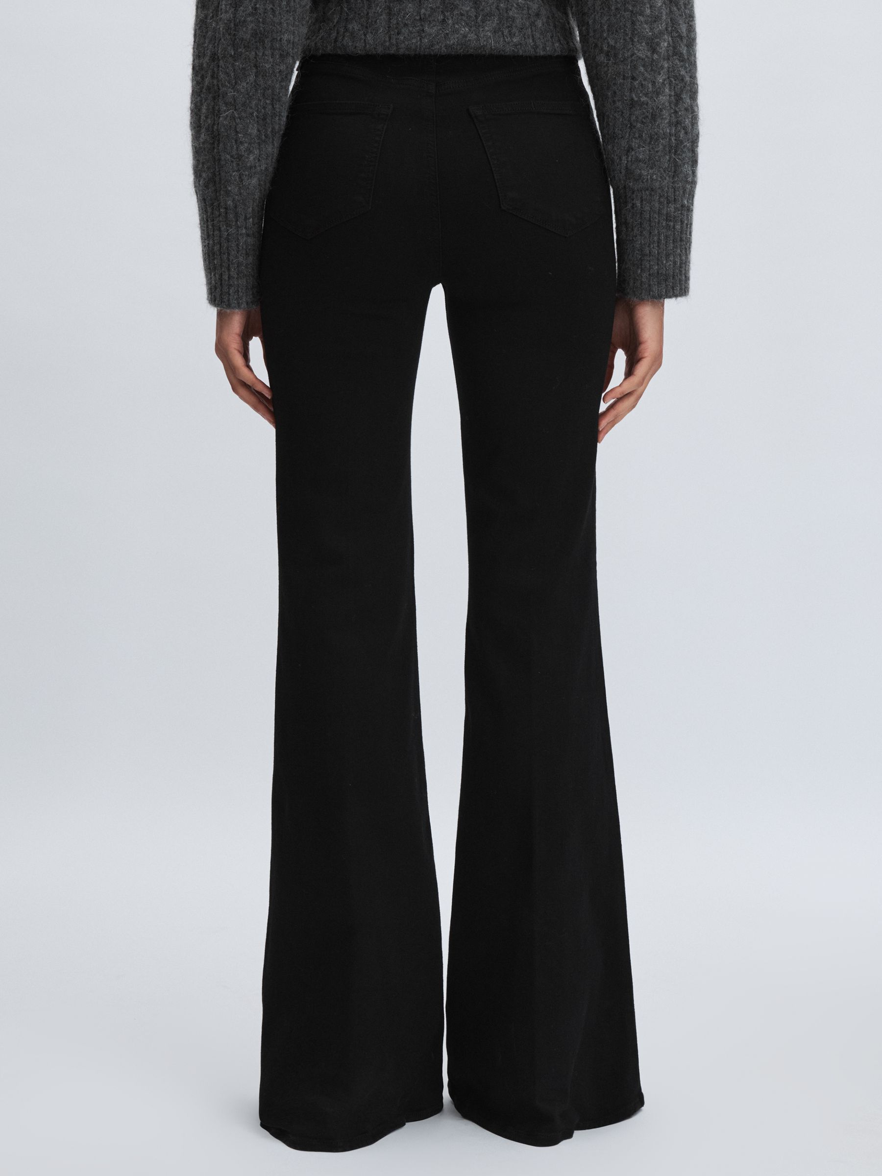 Paige Angled Waist Flared Jeans in Black - Image 5 of 6