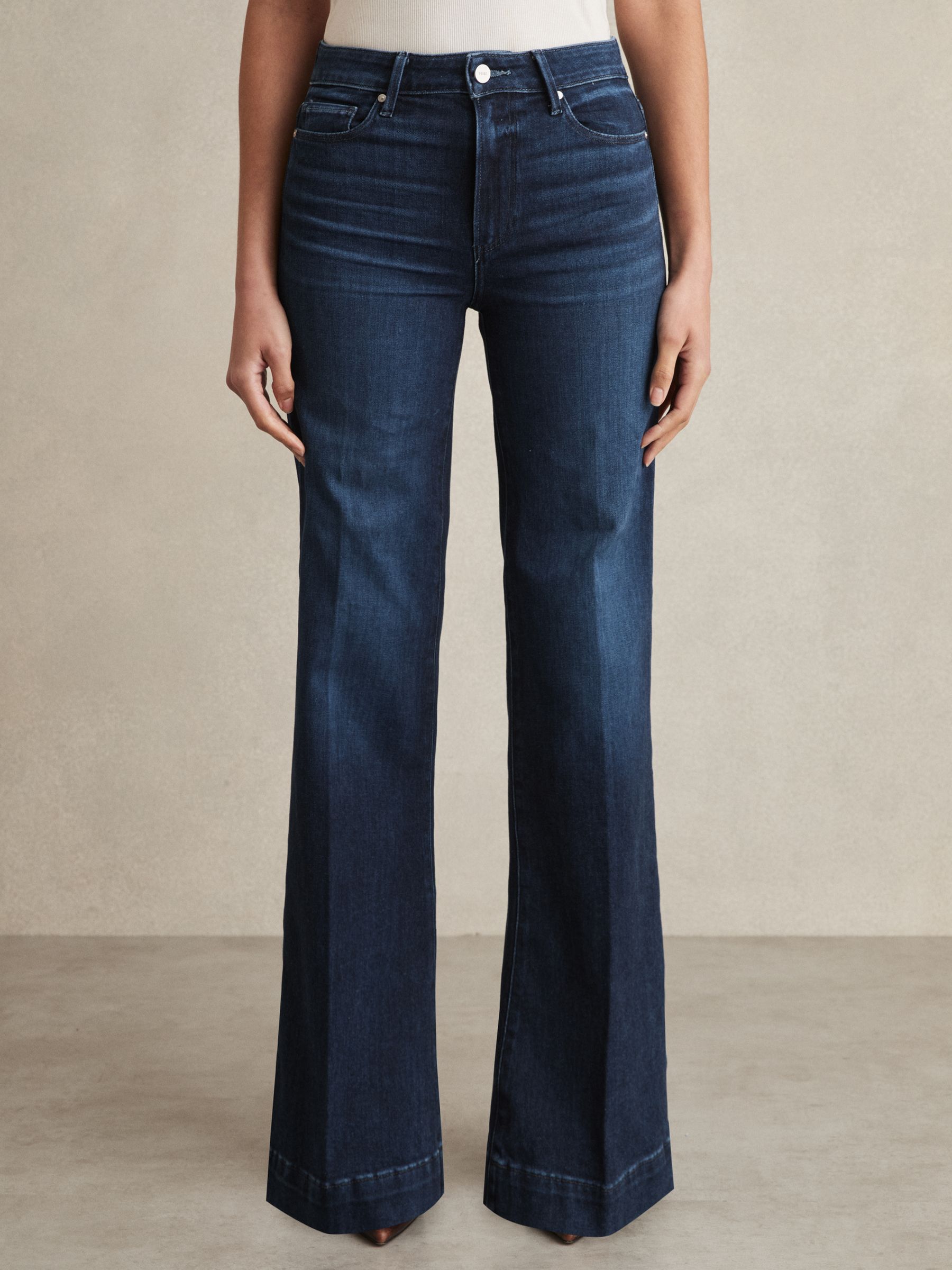 Paige 32” Wide-Leg Jeans in Navy Blue - Image 3 of 7