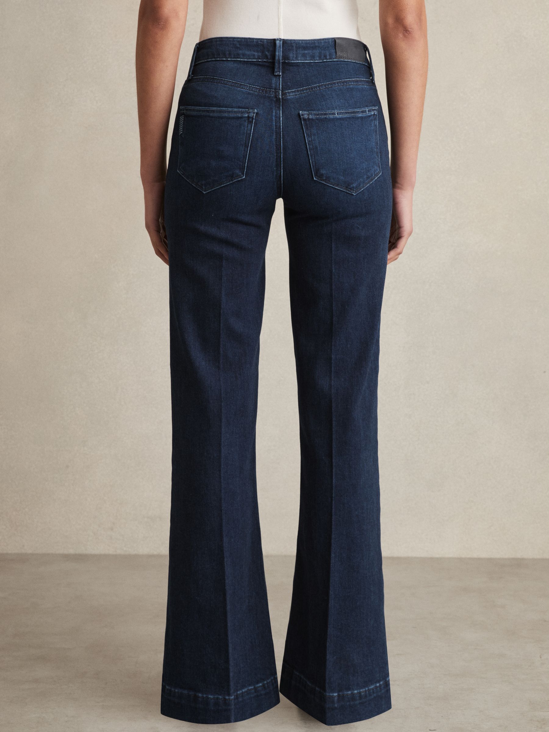 Paige 32” Wide-Leg Jeans in Navy Blue - Image 6 of 7