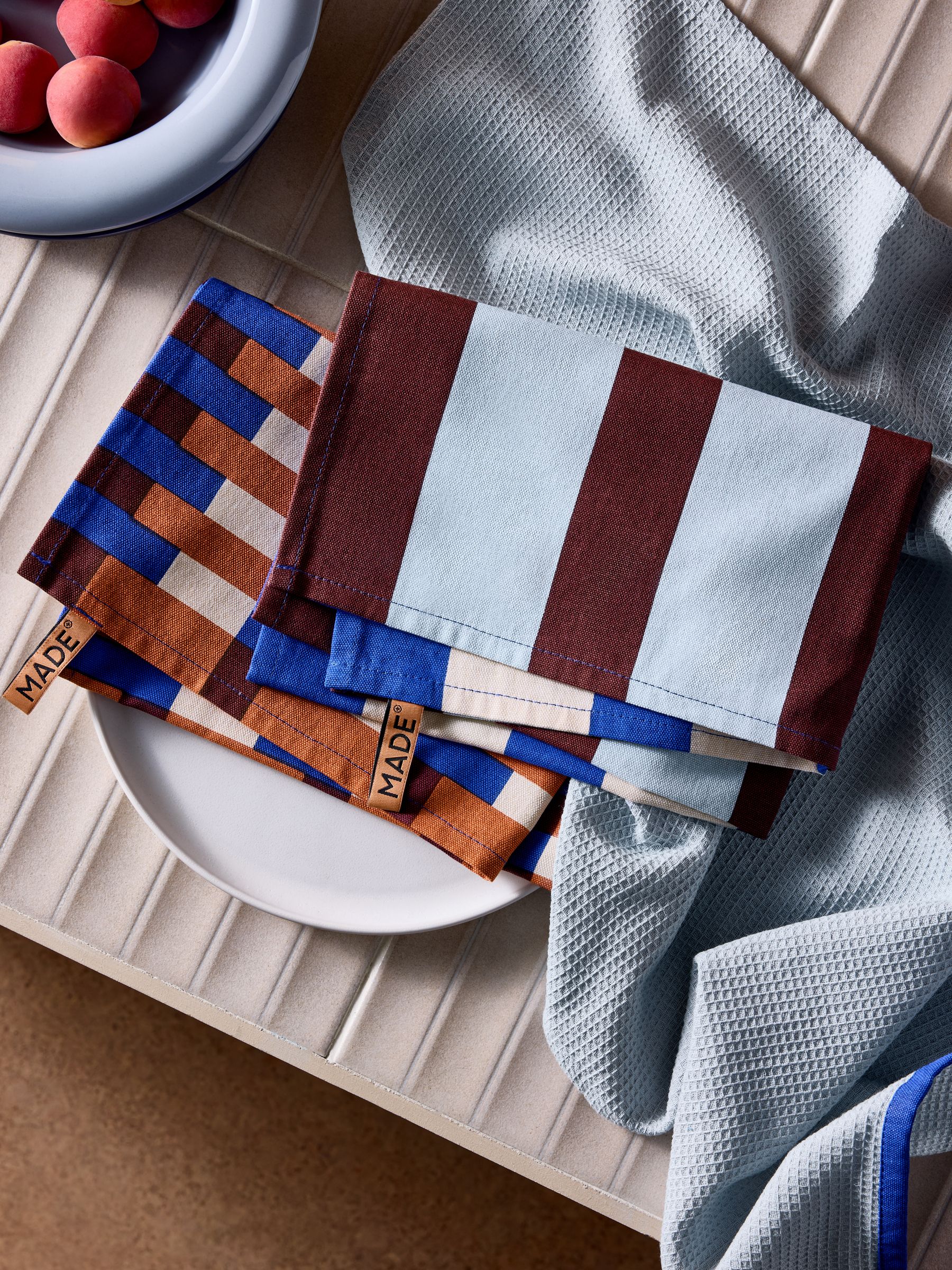 Set of 3 Terri Tea Towels in Brown - Image 1 of 3