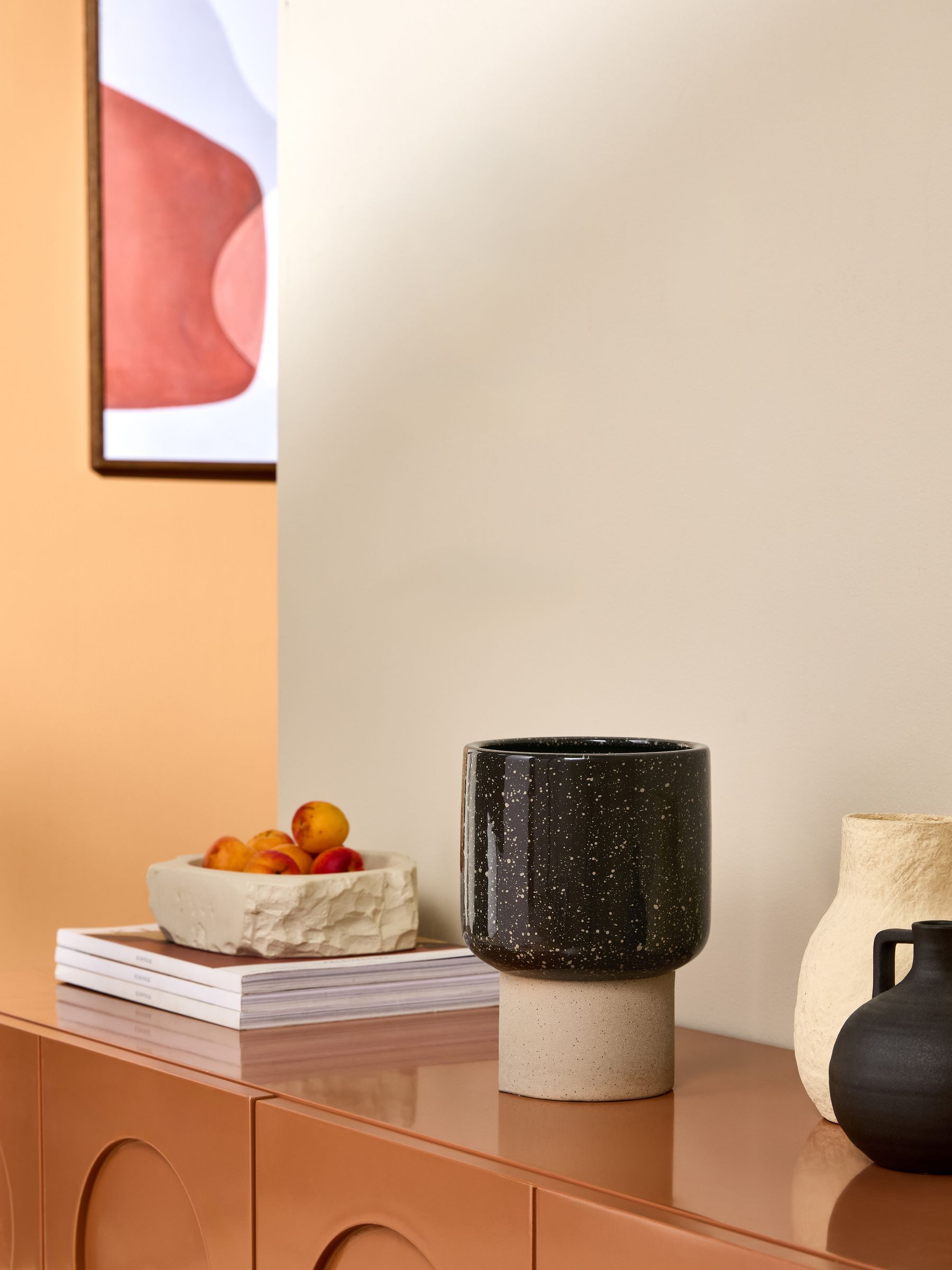 Santiago Hand Splatter Small Plant Pot in Brown - Image 2 of 4