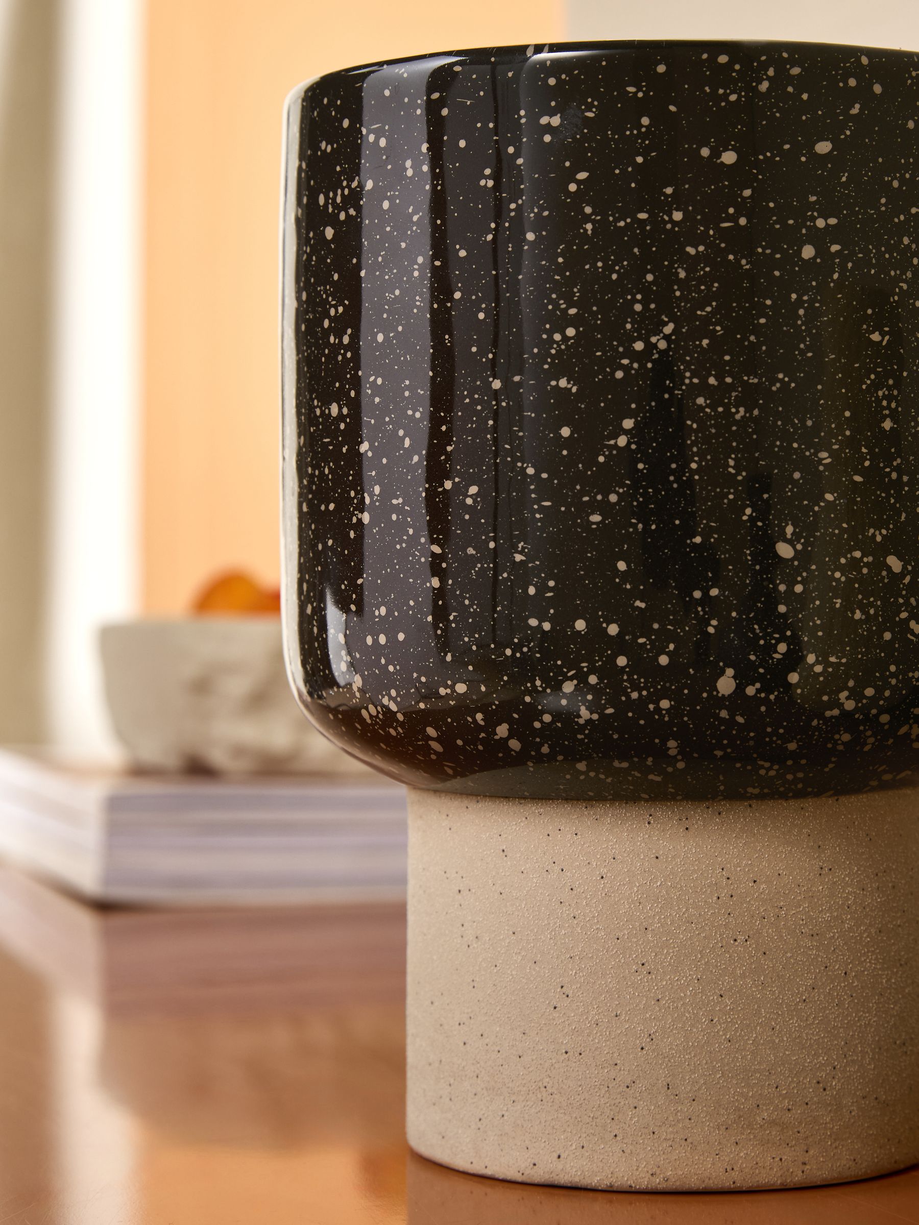 Santiago Hand Splatter Small Plant Pot in Brown - Image 3 of 4