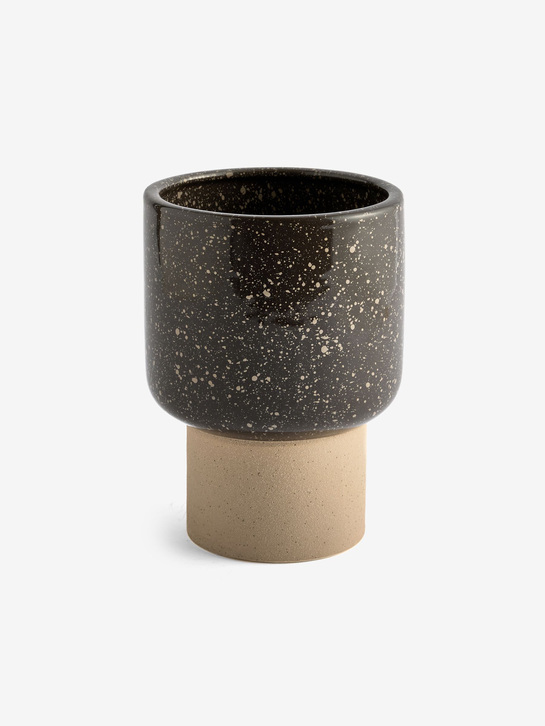 Santiago Hand Splatter Small Plant Pot in Brown - Image 4 of 4 Santiago Hand Splatter Small Plant Pot in Brown - Image 4 of 4