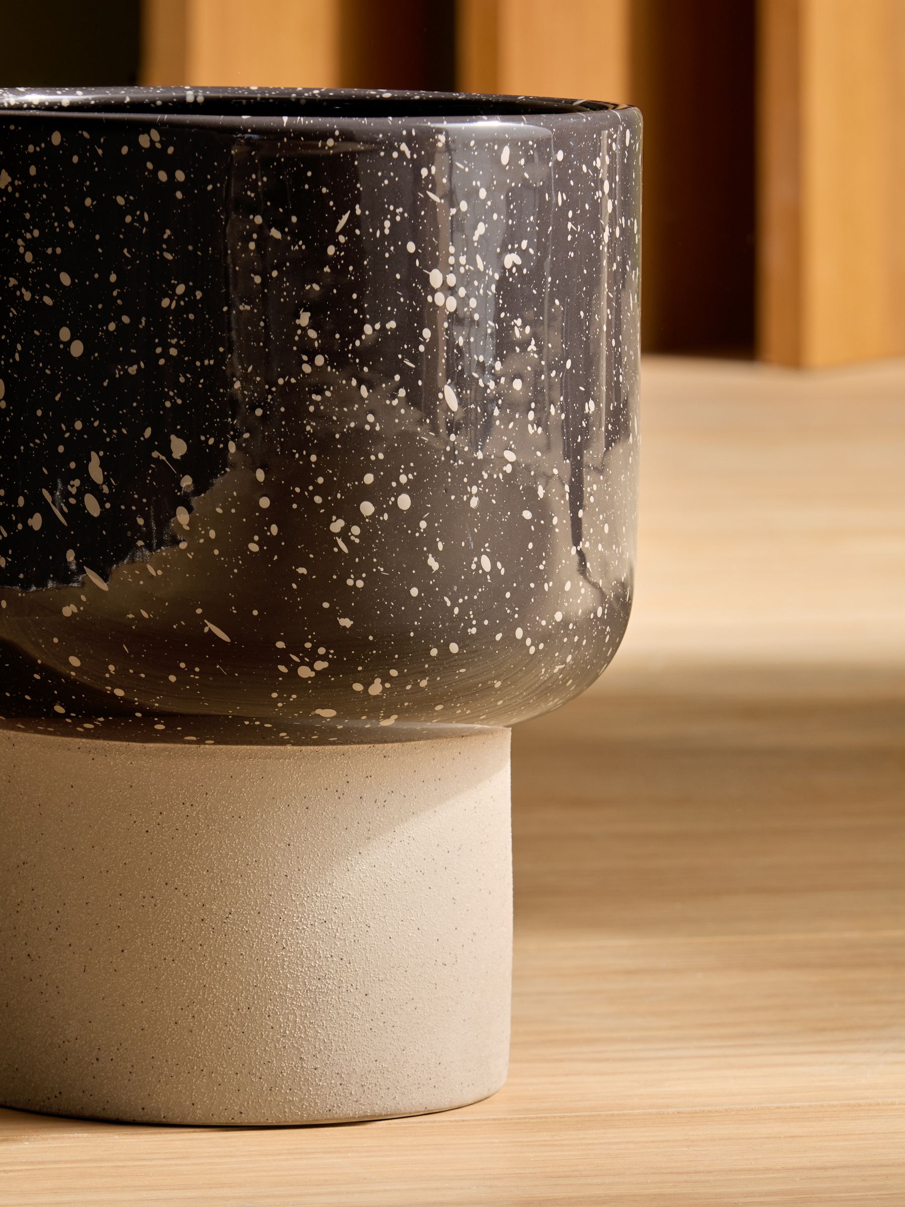 Santiago Hand Splatter Medium Plant Pot in Brown - Image 3 of 4