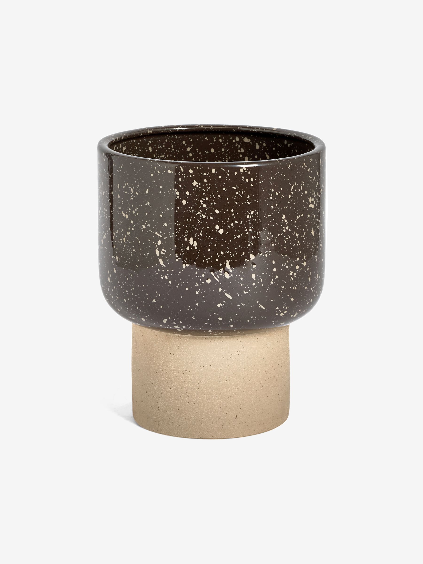 Santiago Hand Splatter Medium Plant Pot in Brown - Image 4 of 4