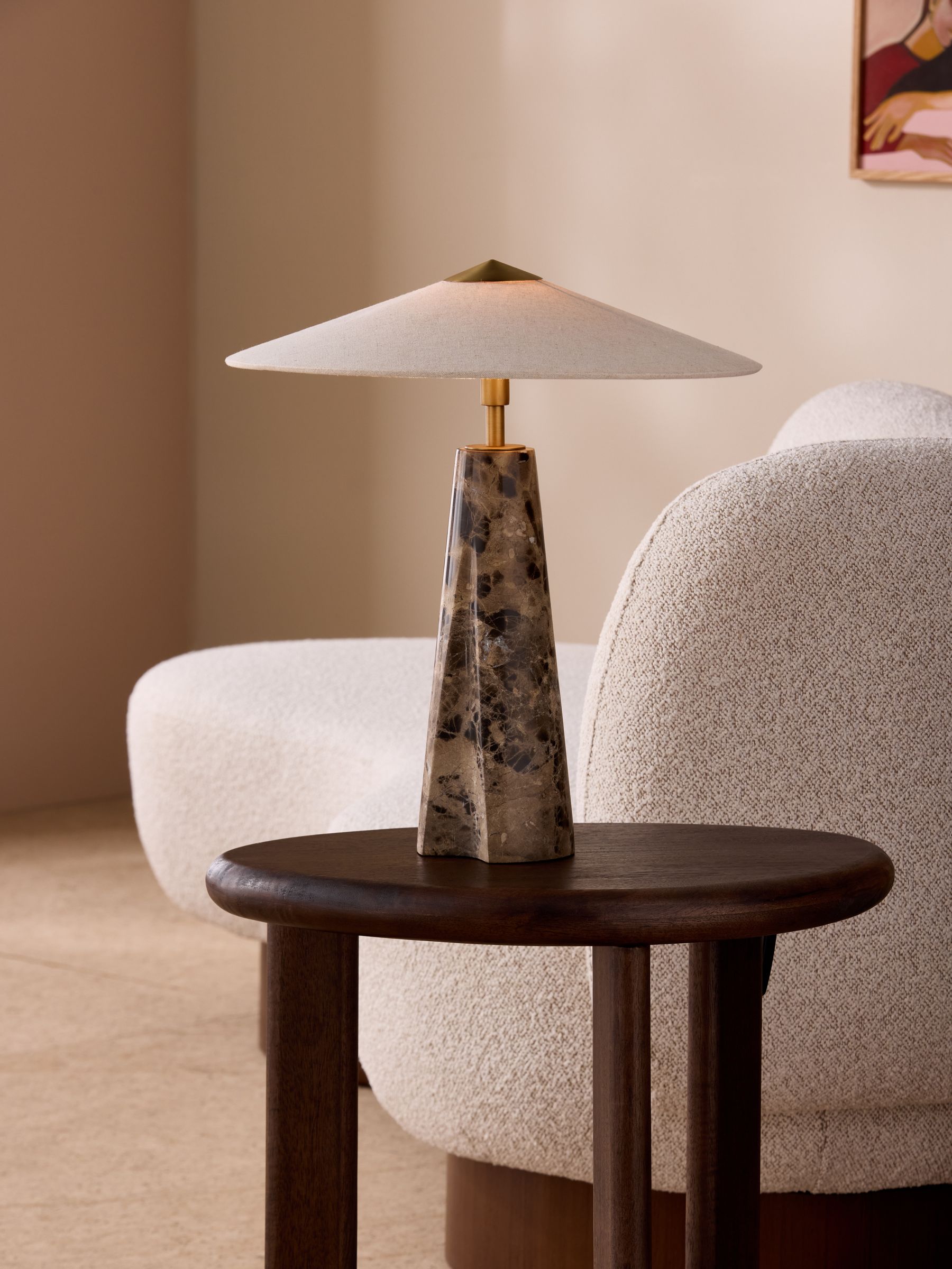 Heath Marble Table Lamp in Black/Brown - Image 1 of 5
