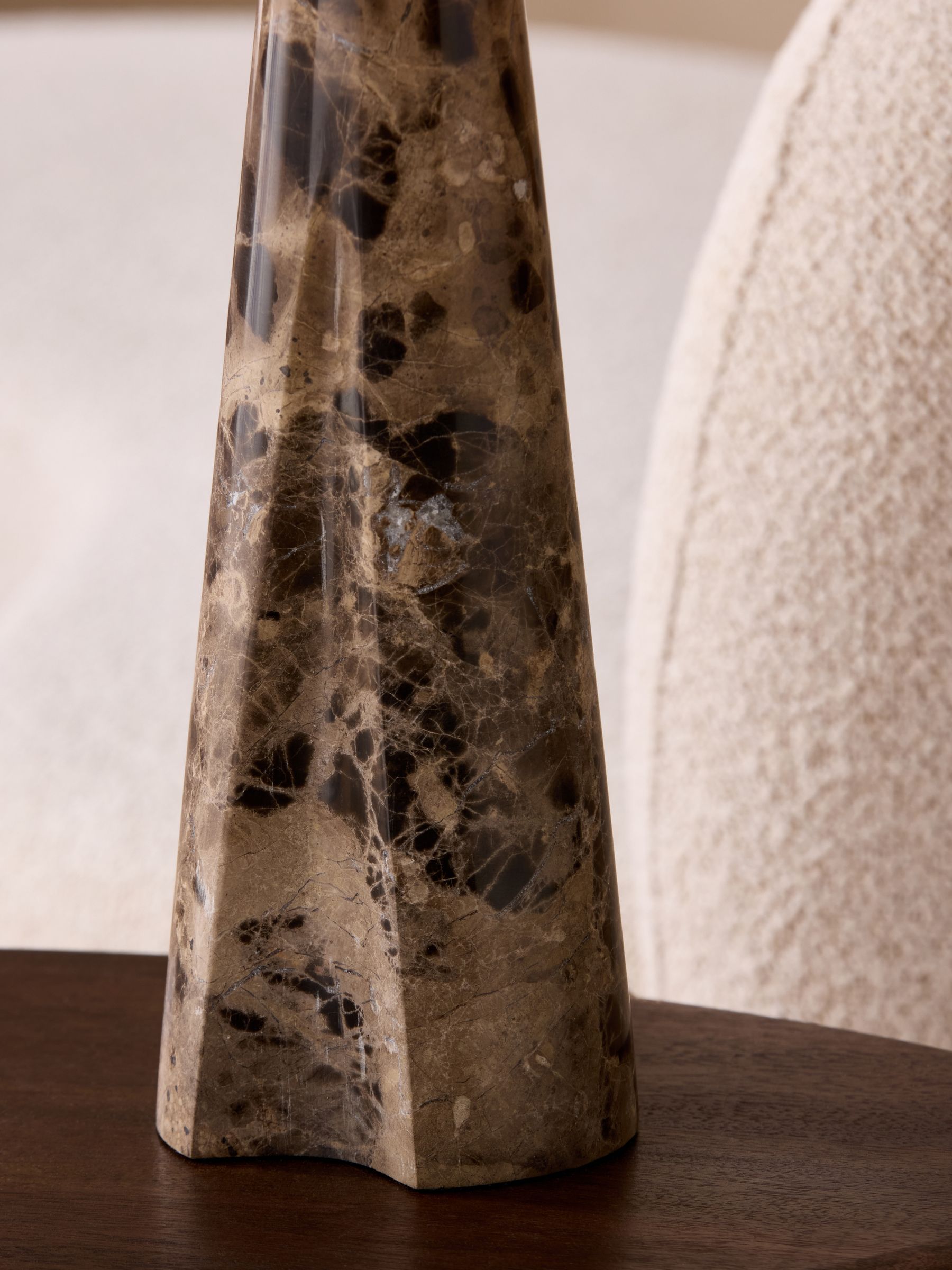 Heath Marble Table Lamp in Black/Brown - Image 3 of 5