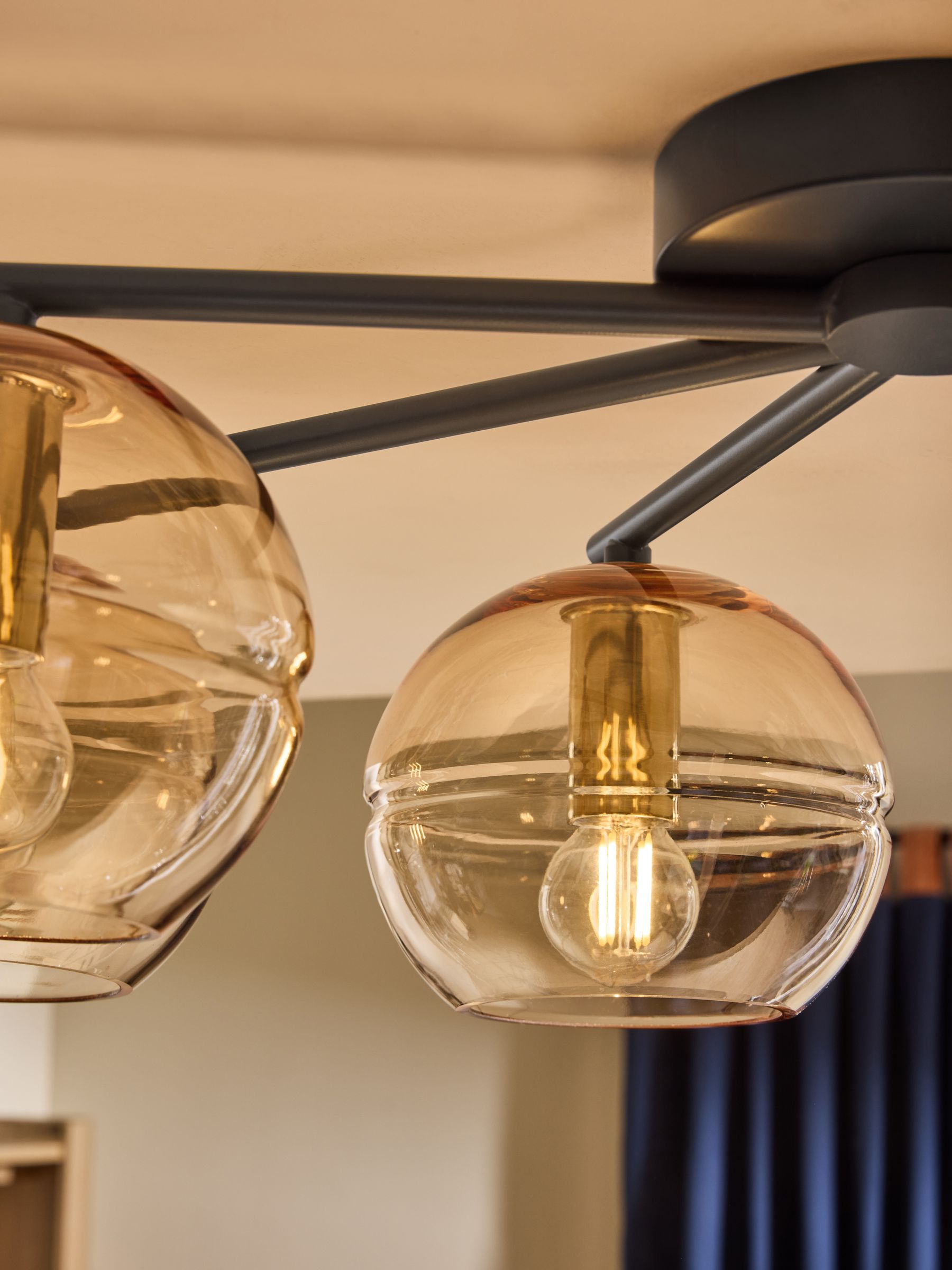 Black/Champagne Mika 6 Flush Light - Image 2 of 3 Black/Champagne Mika 6 Flush Light - Image 2 of 3